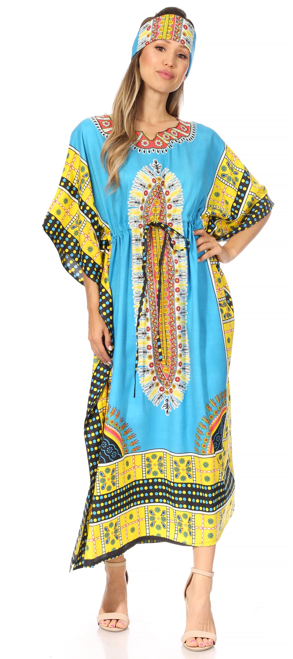 Sakkas Mera Women's Long Loose Short Sleeve Summer Casual Caftan Kaftan Dress - Buy One, Get One 50% Off