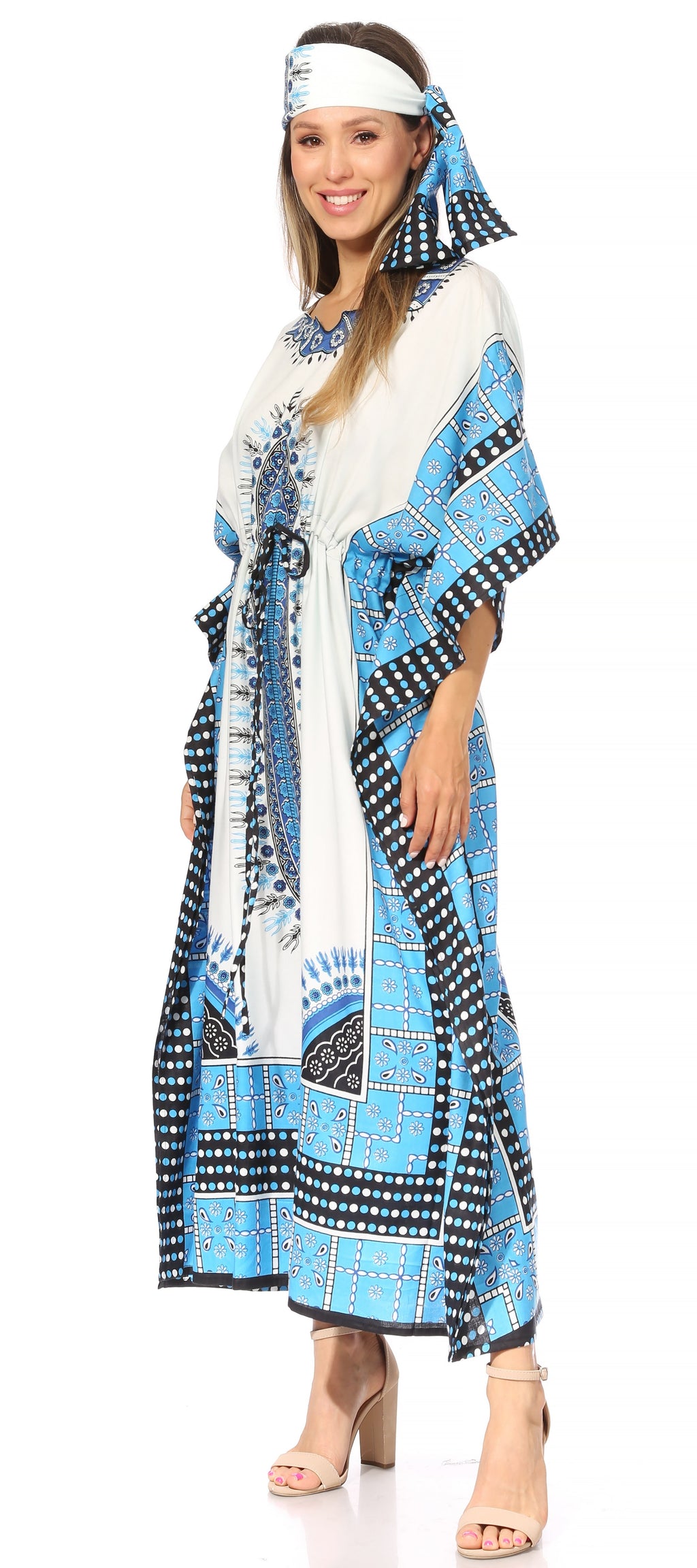 Sakkas Mera Women's Long Loose Short Sleeve Summer Casual Caftan Kaftan Dress - Buy One, Get One 50% Off