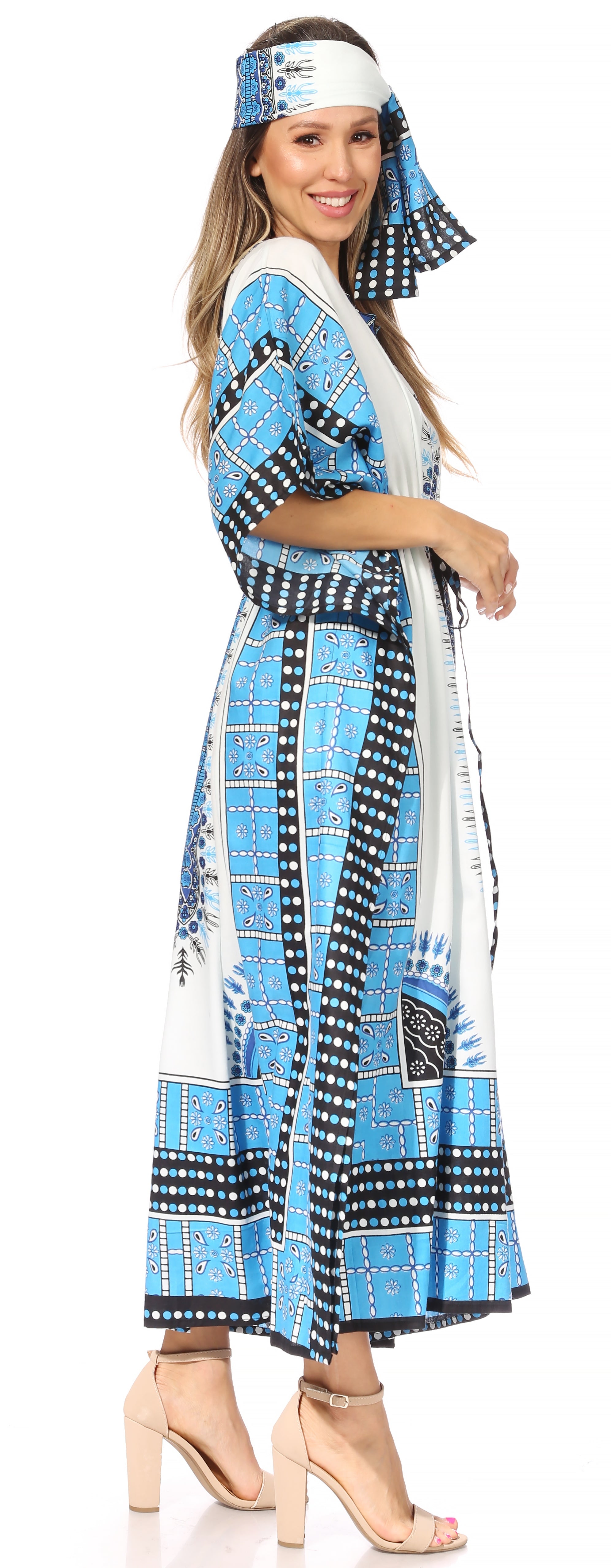 Sakkas Mera Women's Long Loose Short Sleeve Summer Casual Caftan Kaftan Dress - Buy One, Get One 50% Off