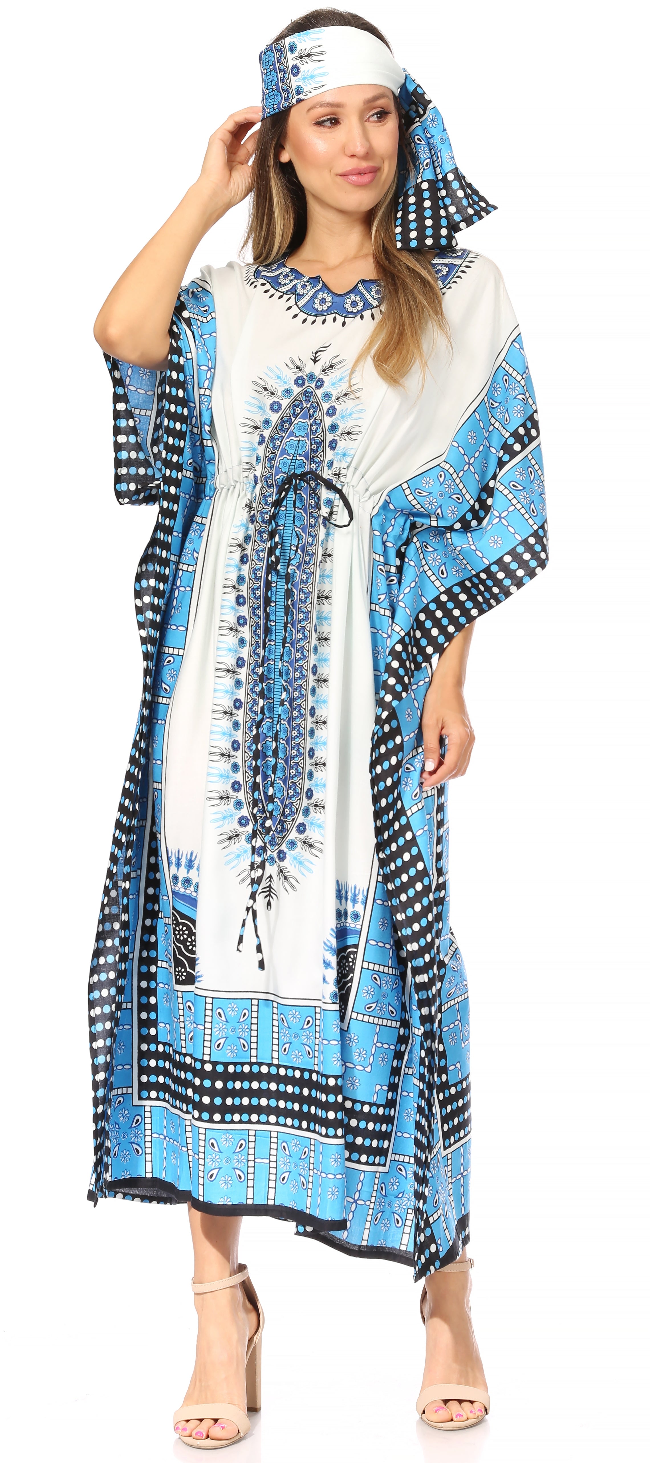 Sakkas Mera Women's Long Loose Short Sleeve Summer Casual Caftan Kaftan Dress - Buy One, Get One 50% Off