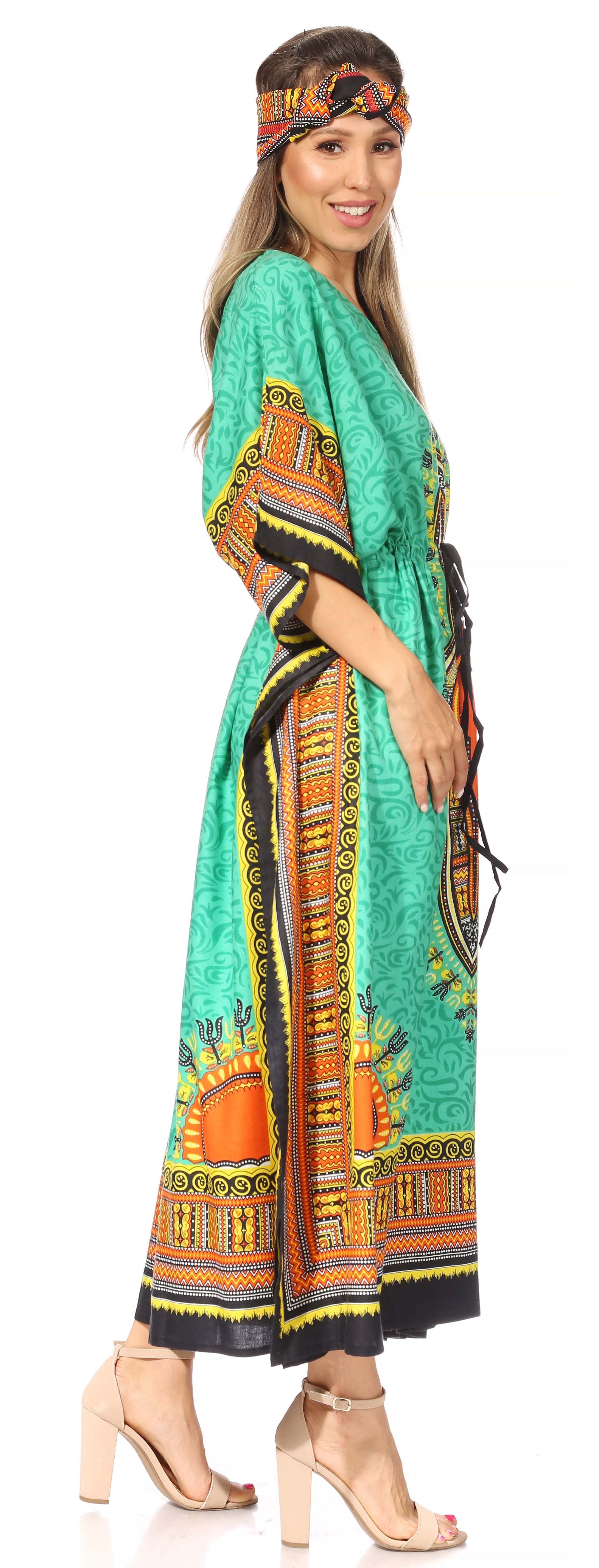 Sakkas Mera Women's Long Loose Short Sleeve Summer Casual Caftan Kaftan Dress - Buy One, Get One 50% Off