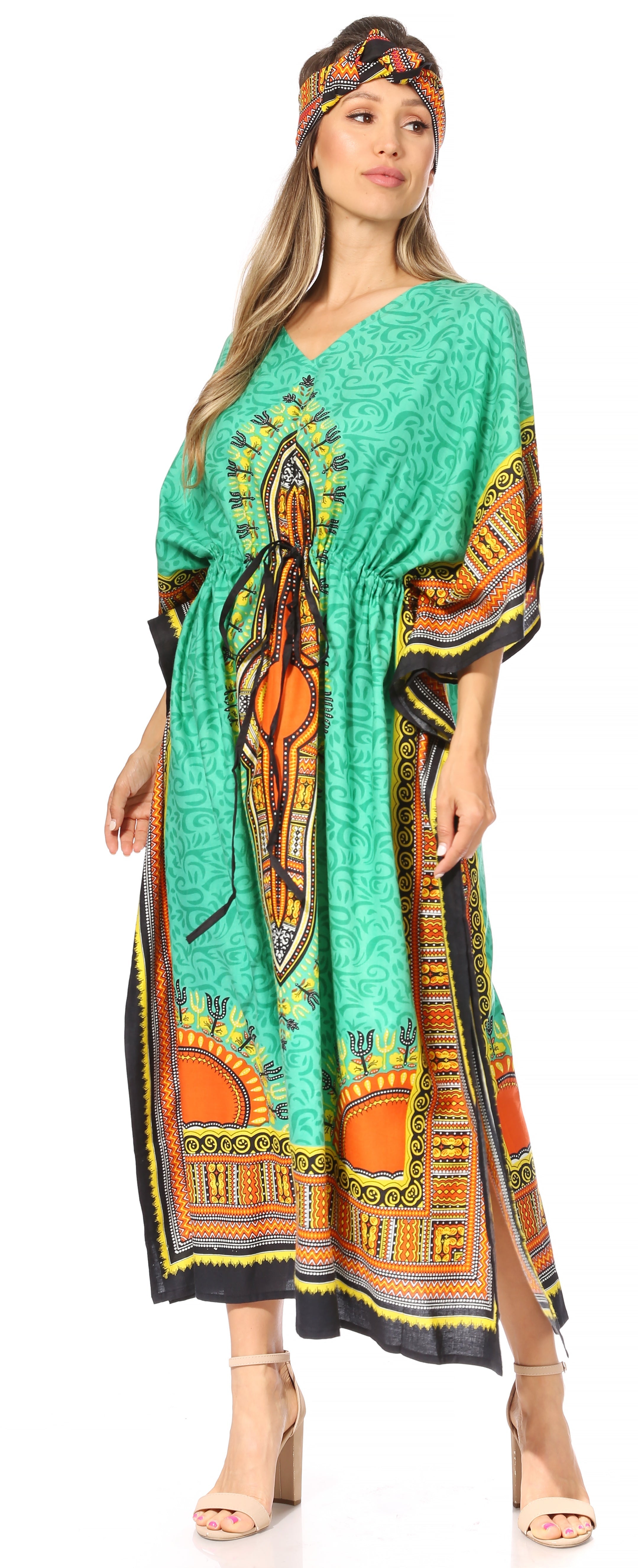 Sakkas Mera Women's Long Loose Short Sleeve Summer Casual Caftan Kaftan Dress - Buy One, Get One 50% Off