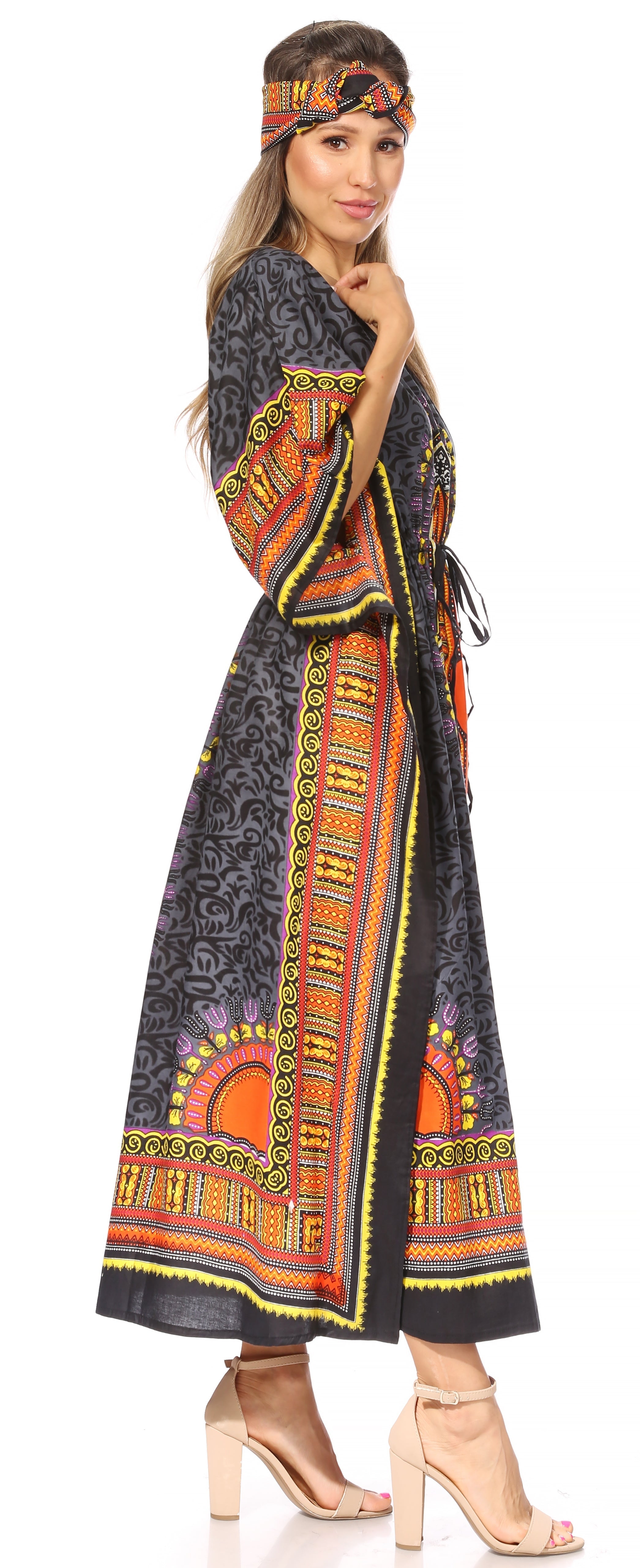 Sakkas Mera Women's Long Loose Short Sleeve Summer Casual Caftan Kaftan Dress - Buy One, Get One 50% Off