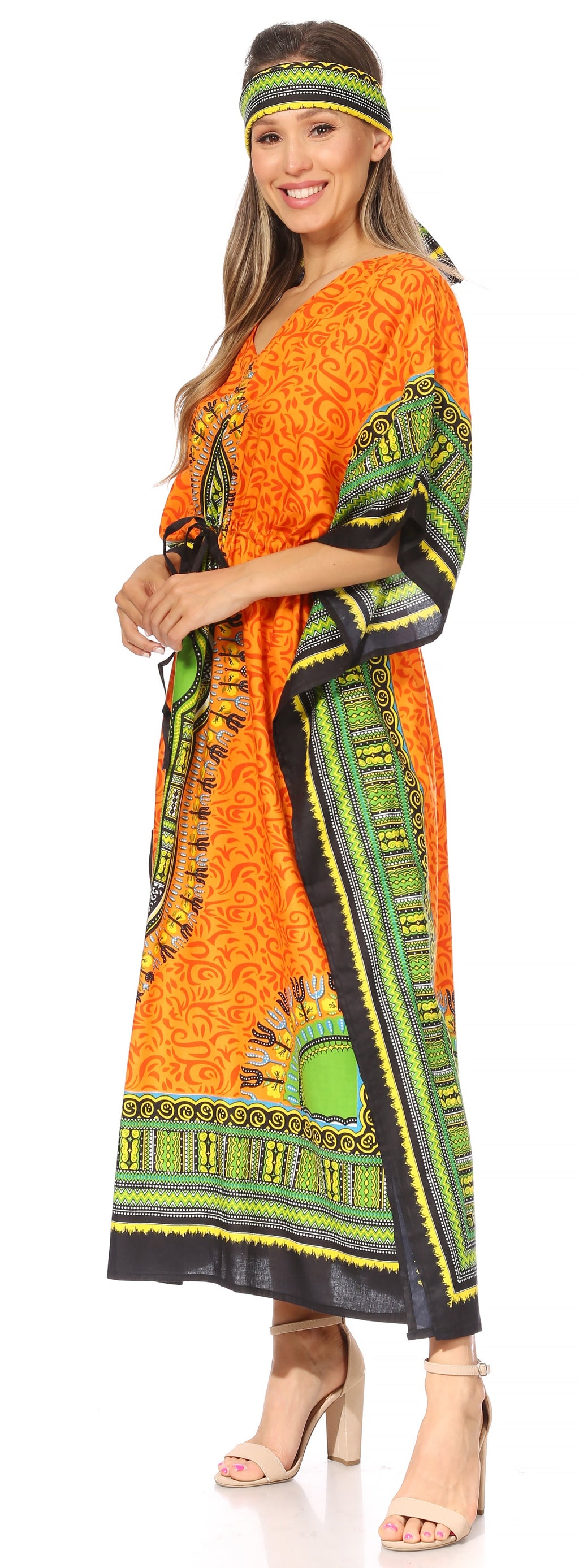 Sakkas Mera Women's Long Loose Short Sleeve Summer Casual Caftan Kaftan Dress - Buy One, Get One 50% Off