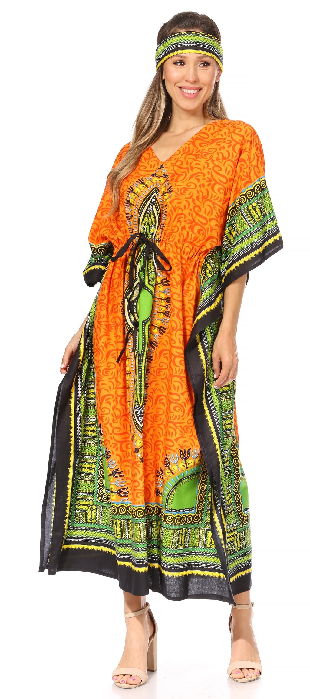 Sakkas Mera Women's Long Loose Short Sleeve Summer Casual Caftan Kaftan Dress - Buy One, Get One 50% Off