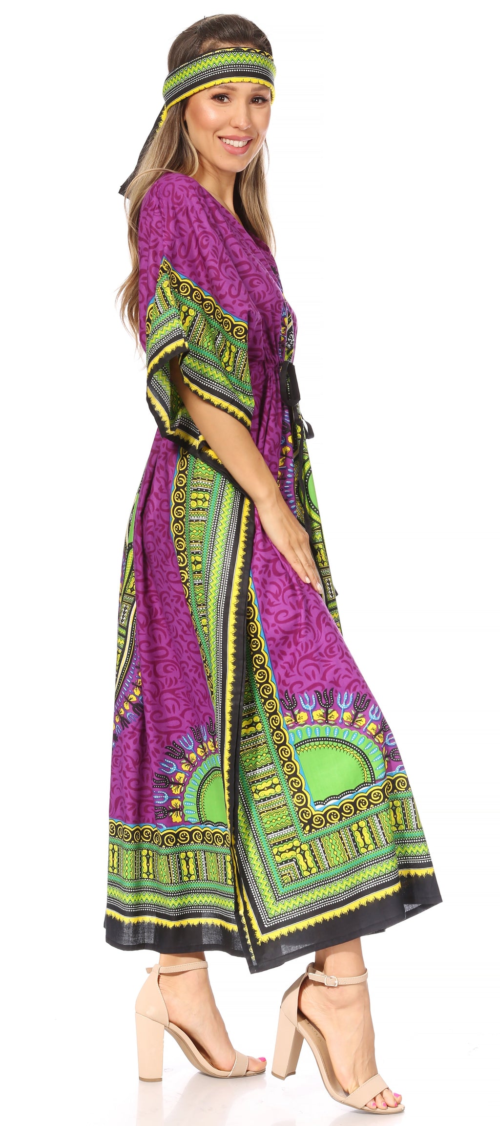 Sakkas Mera Women's Long Loose Short Sleeve Summer Casual Caftan Kaftan Dress - Buy One, Get One 50% Off