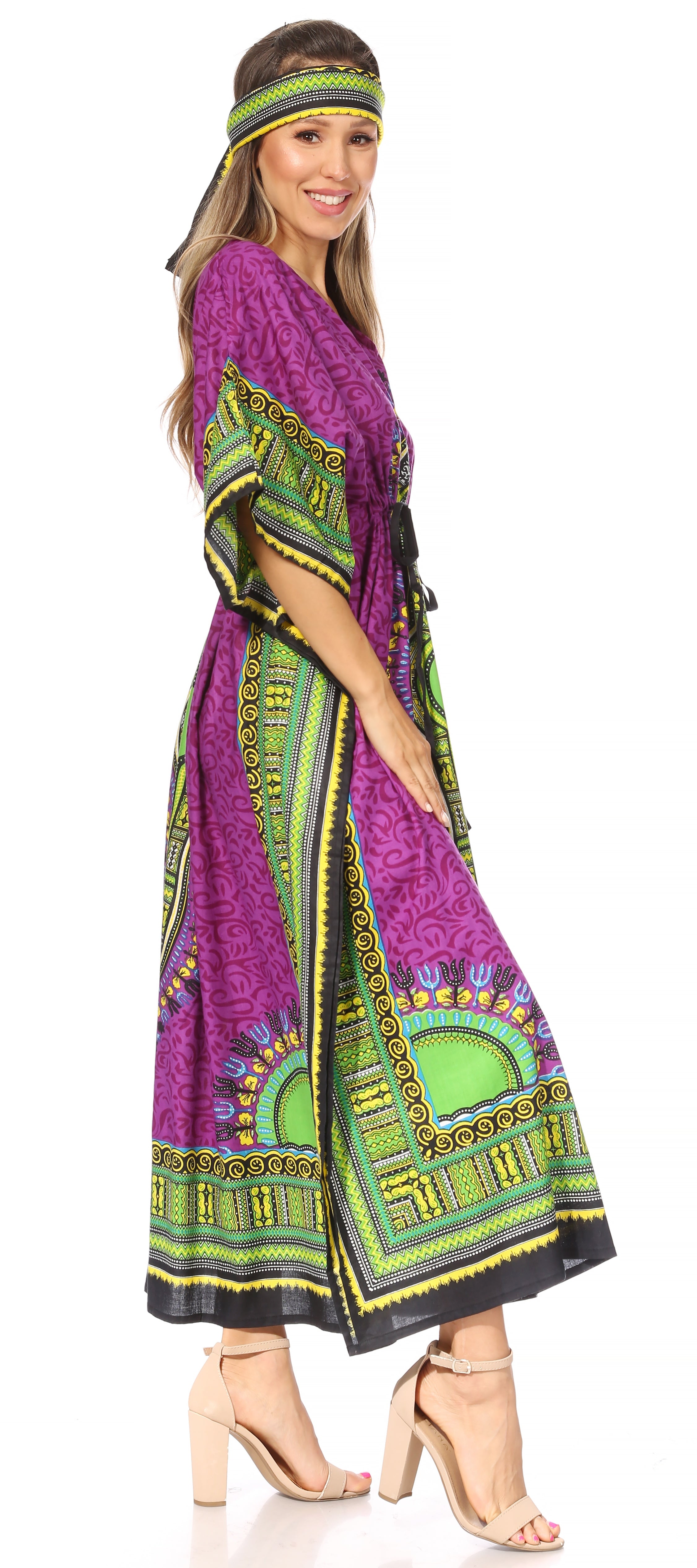 Sakkas Mera Women's Long Loose Short Sleeve Summer Casual Caftan Kaftan Dress - Buy One, Get One 50% Off