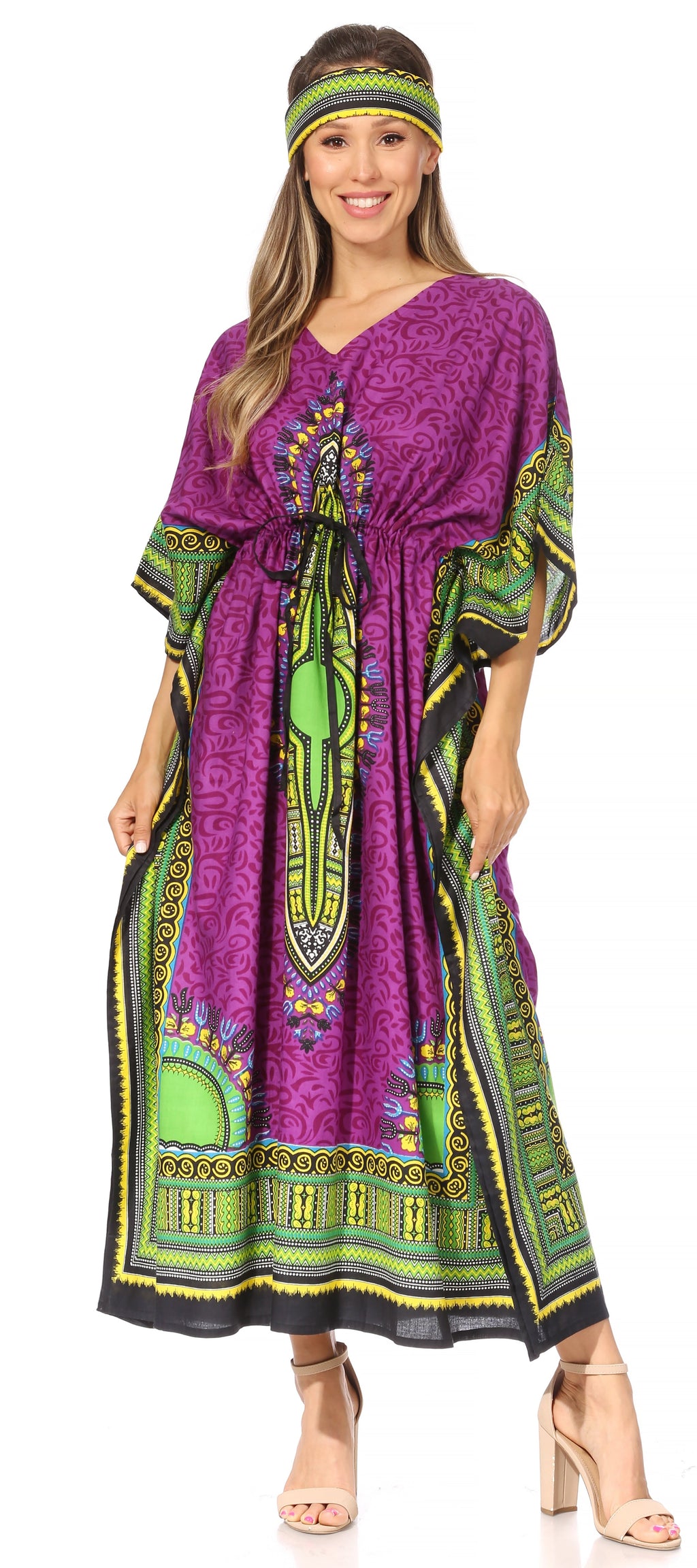 Sakkas Mera Women's Long Loose Short Sleeve Summer Casual Caftan Kaftan Dress - Buy One, Get One 50% Off