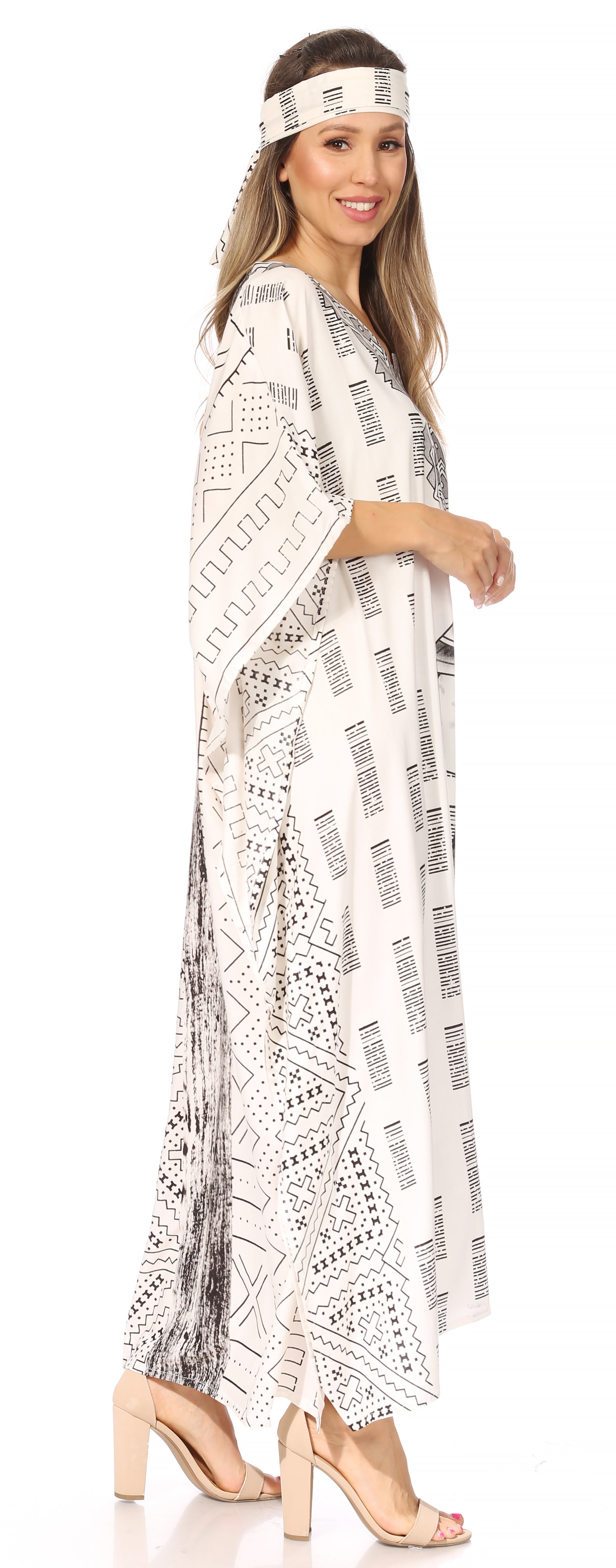 Sakkas Mera Women's Long Loose Short Sleeve Summer Casual Caftan Kaftan Dress - Buy One, Get One 50% Off