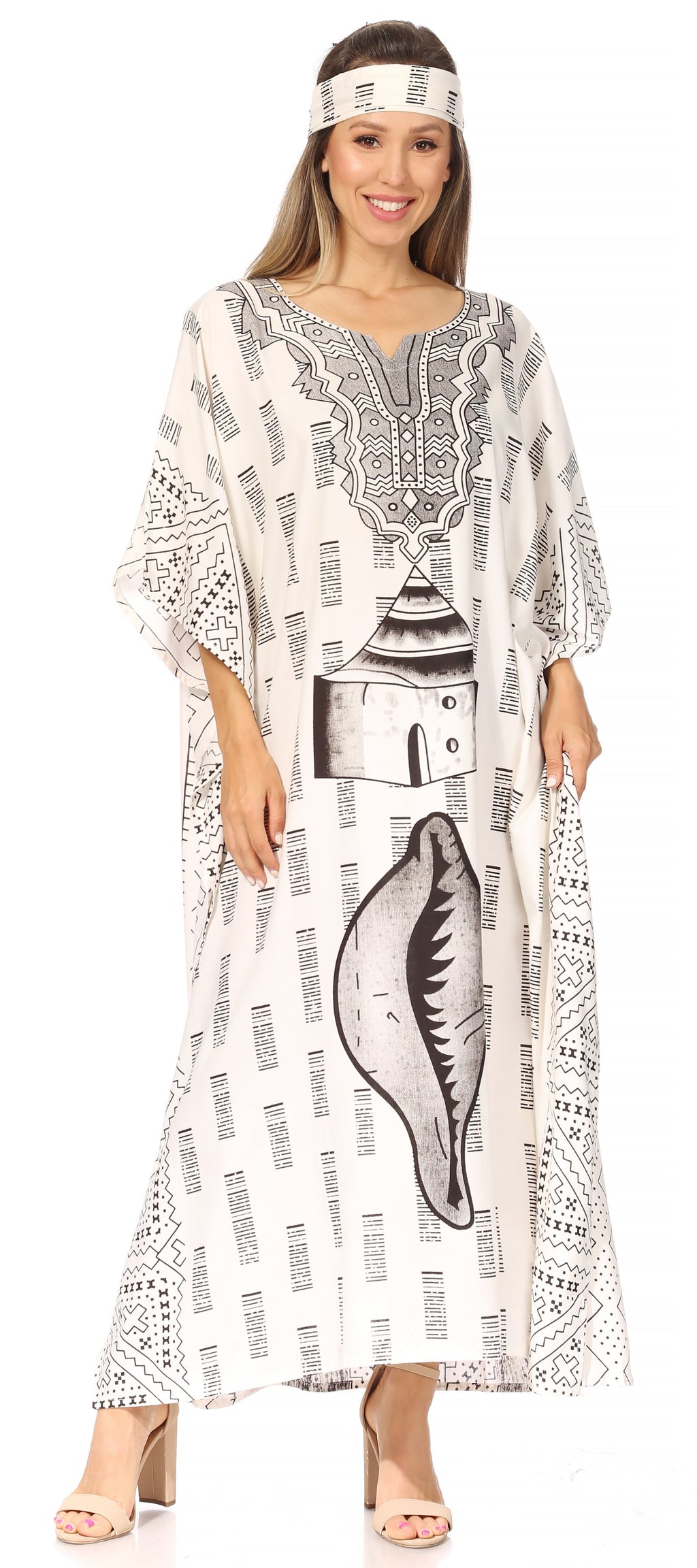 Sakkas Mera Women's Long Loose Short Sleeve Summer Casual Caftan Kaftan Dress - Buy One, Get One 50% Off