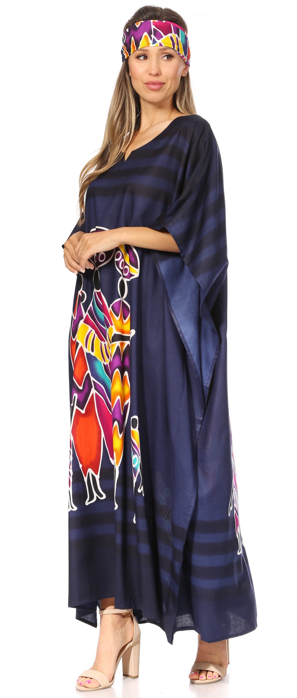 Sakkas Mera Women's Long Loose Short Sleeve Summer Casual Caftan Kaftan Dress - Buy One, Get One 50% Off