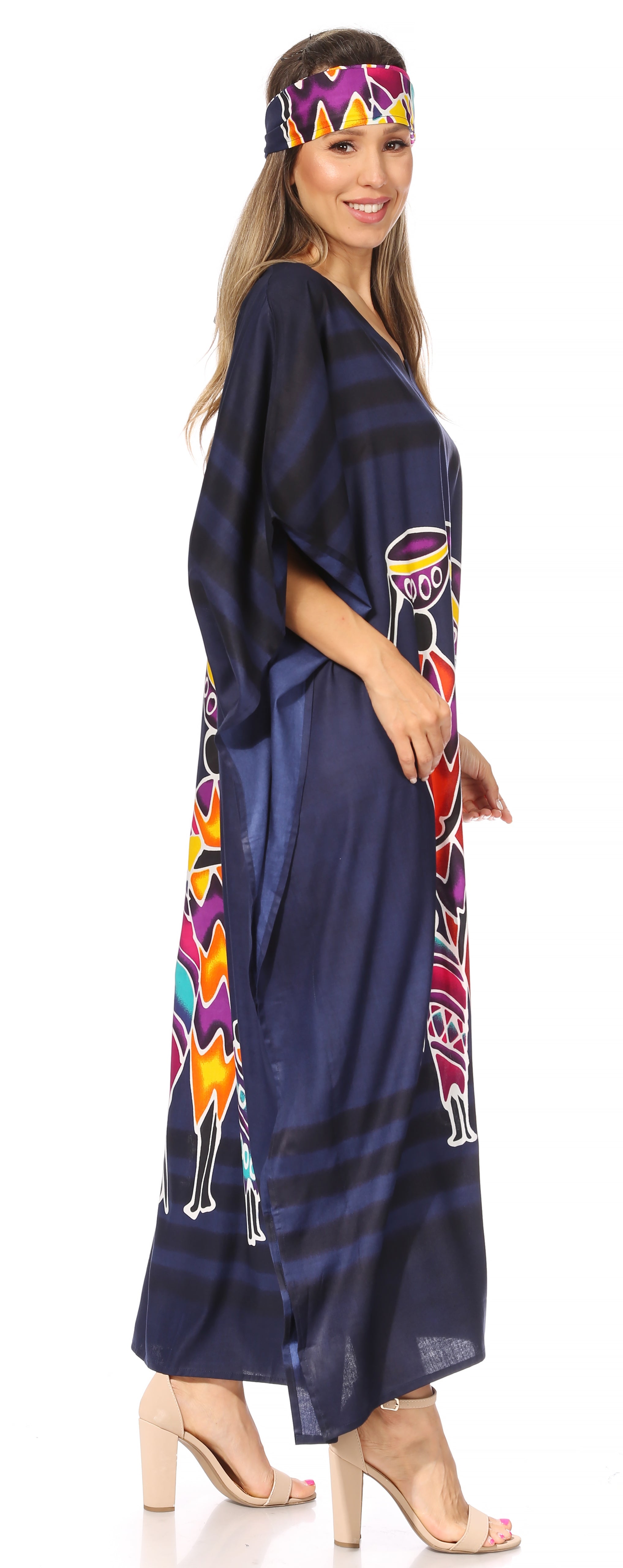 Sakkas Mera Women's Long Loose Short Sleeve Summer Casual Caftan Kaftan Dress - Buy One, Get One 50% Off