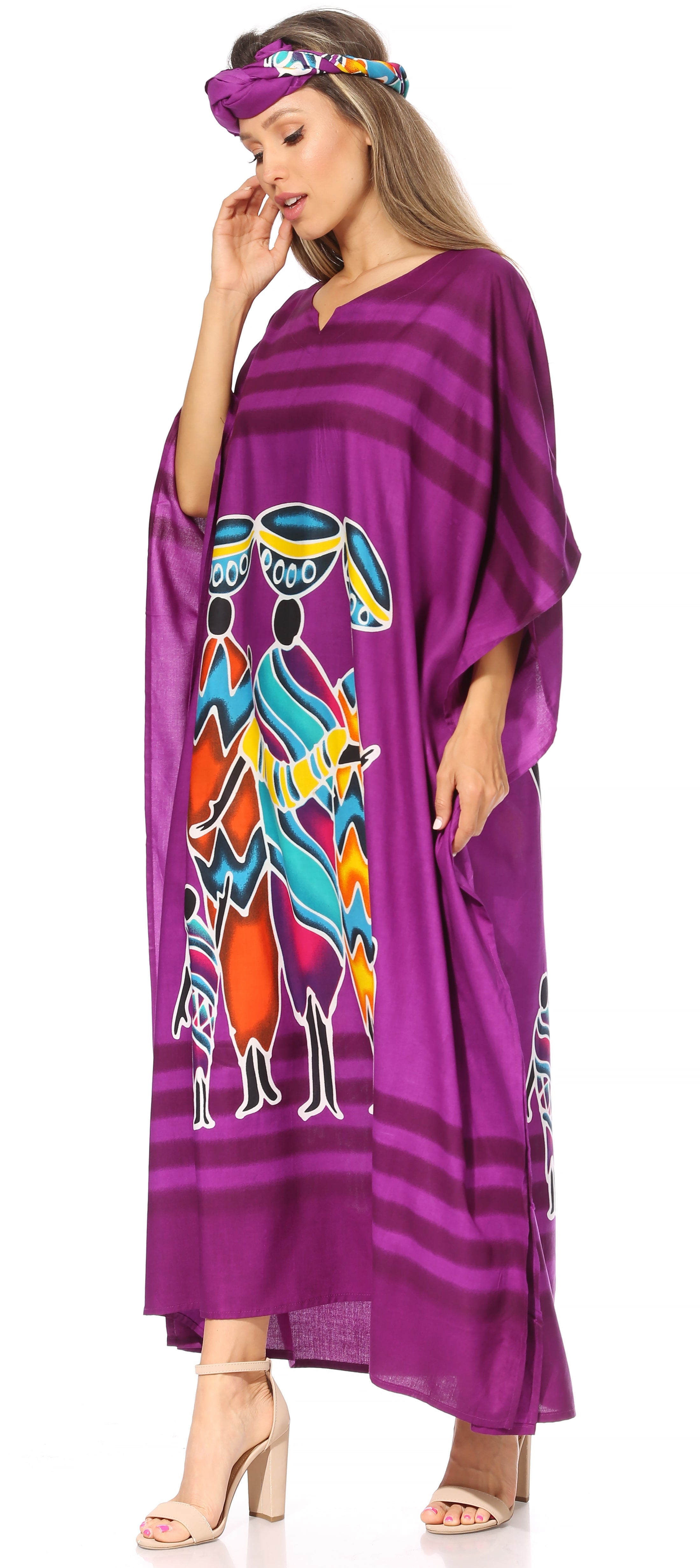 Sakkas Mera Women's Long Loose Short Sleeve Summer Casual Caftan Kaftan Dress - Buy One, Get One 50% Off