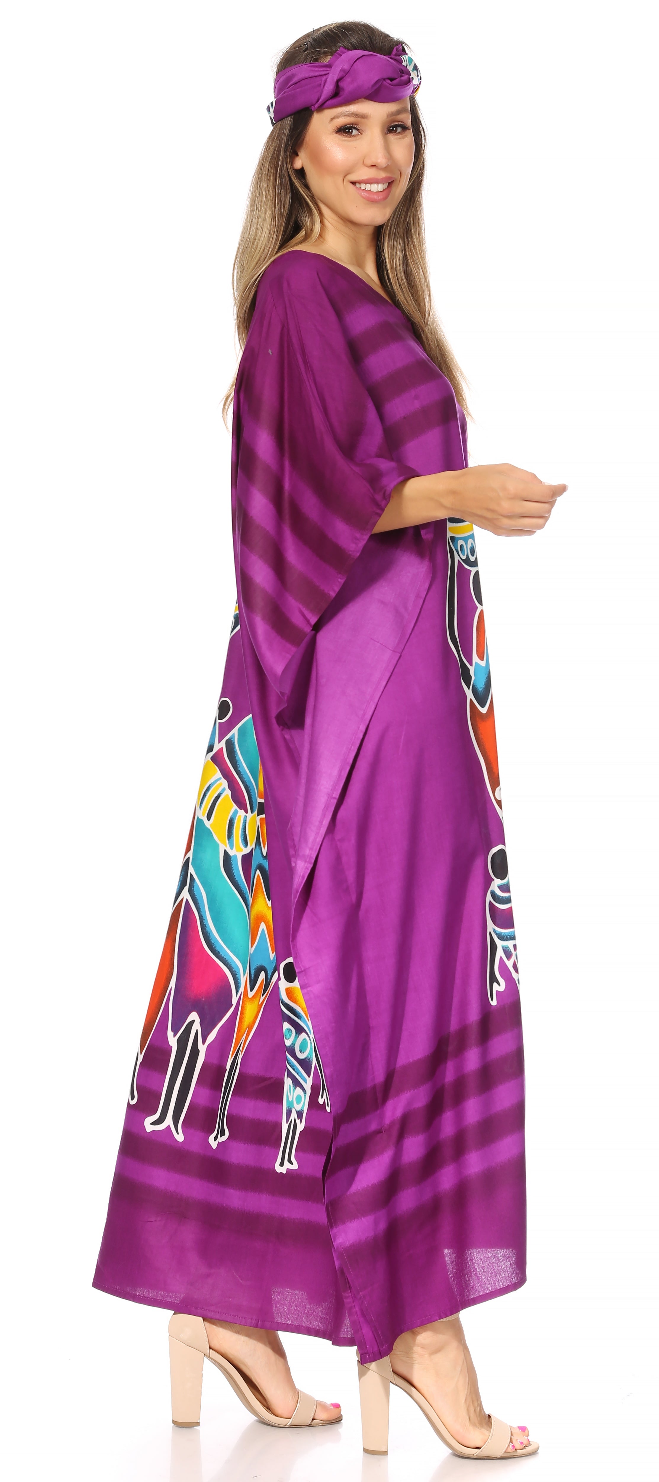 Sakkas Mera Women's Long Loose Short Sleeve Summer Casual Caftan Kaftan Dress - Buy One, Get One 50% Off
