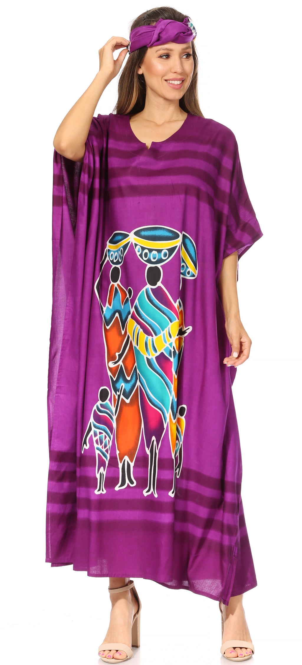 Sakkas Mera Women's Long Loose Short Sleeve Summer Casual Caftan Kaftan Dress - Buy One, Get One 50% Off