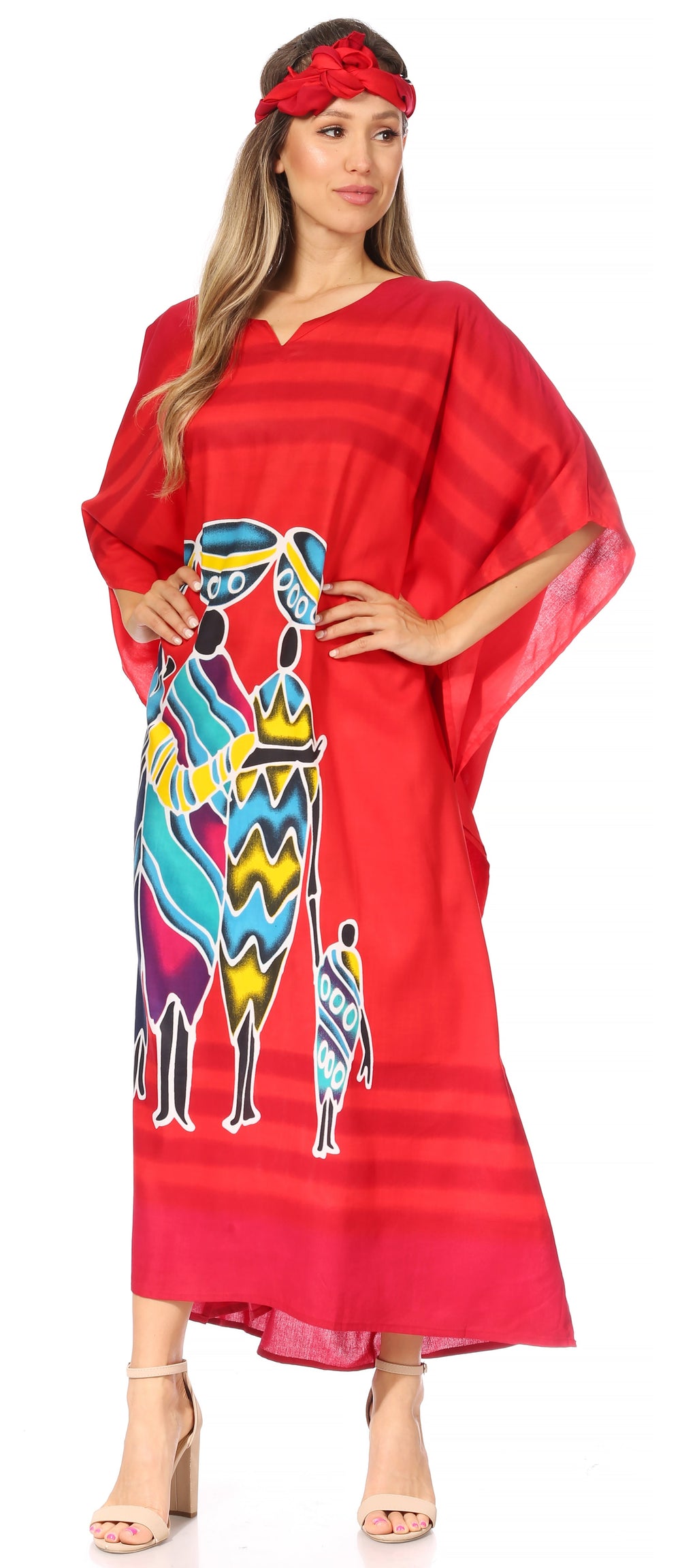 Sakkas Mera Women's Long Loose Short Sleeve Summer Casual Caftan Kaftan Dress - Buy One, Get One 50% Off