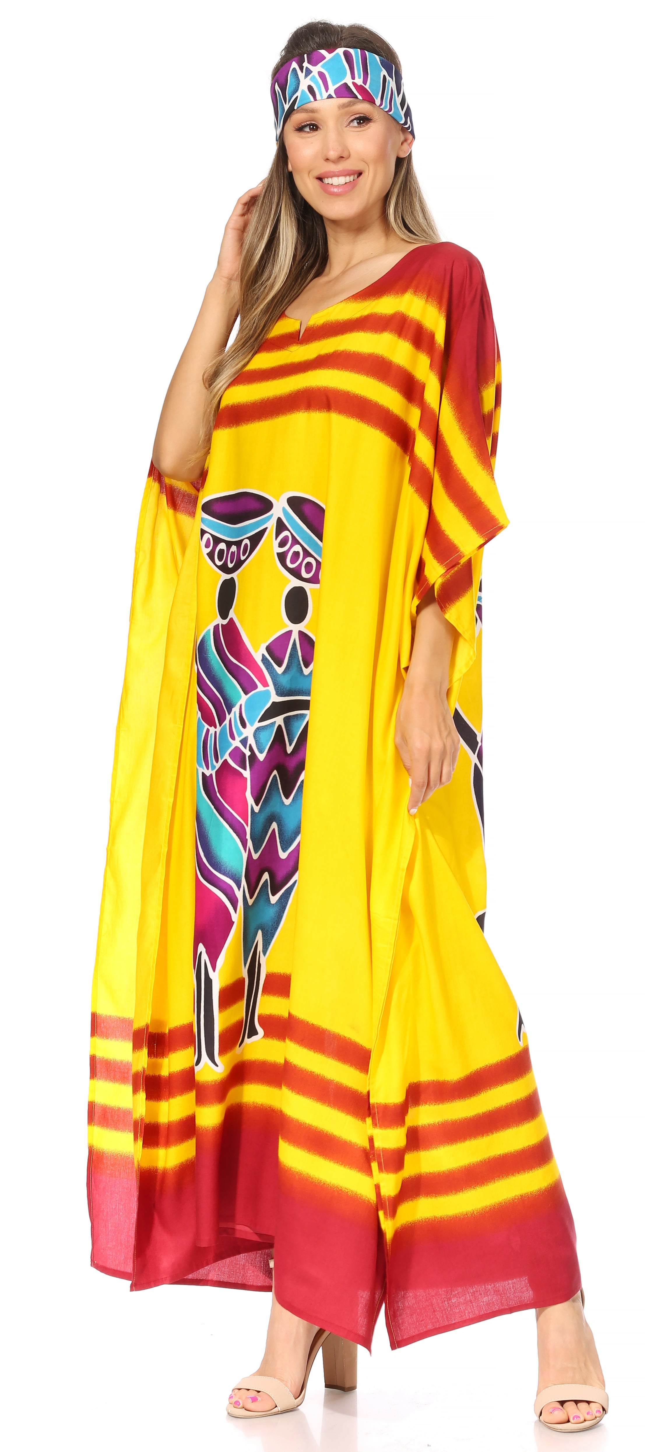 Sakkas Mera Women's Long Loose Short Sleeve Summer Casual Caftan Kaftan Dress - Buy One, Get One 50% Off