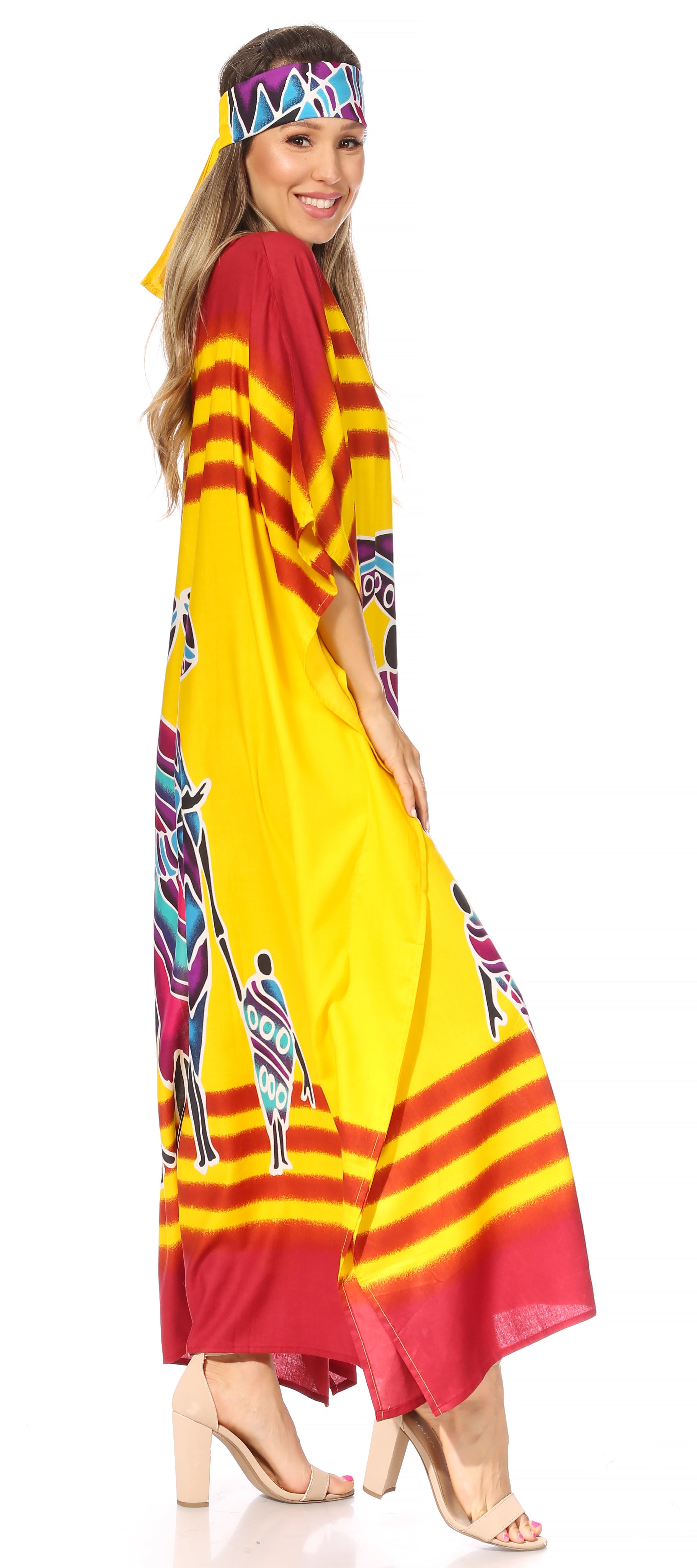 Sakkas Mera Women's Long Loose Short Sleeve Summer Casual Caftan Kaftan Dress - Buy One, Get One 50% Off