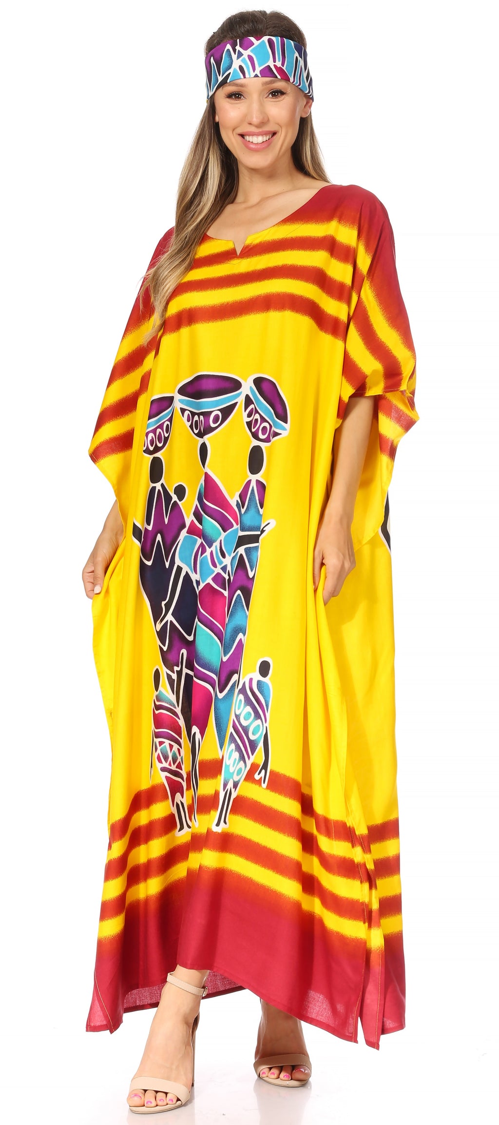 Sakkas Mera Women's Long Loose Short Sleeve Summer Casual Caftan Kaftan Dress - Buy One, Get One 50% Off
