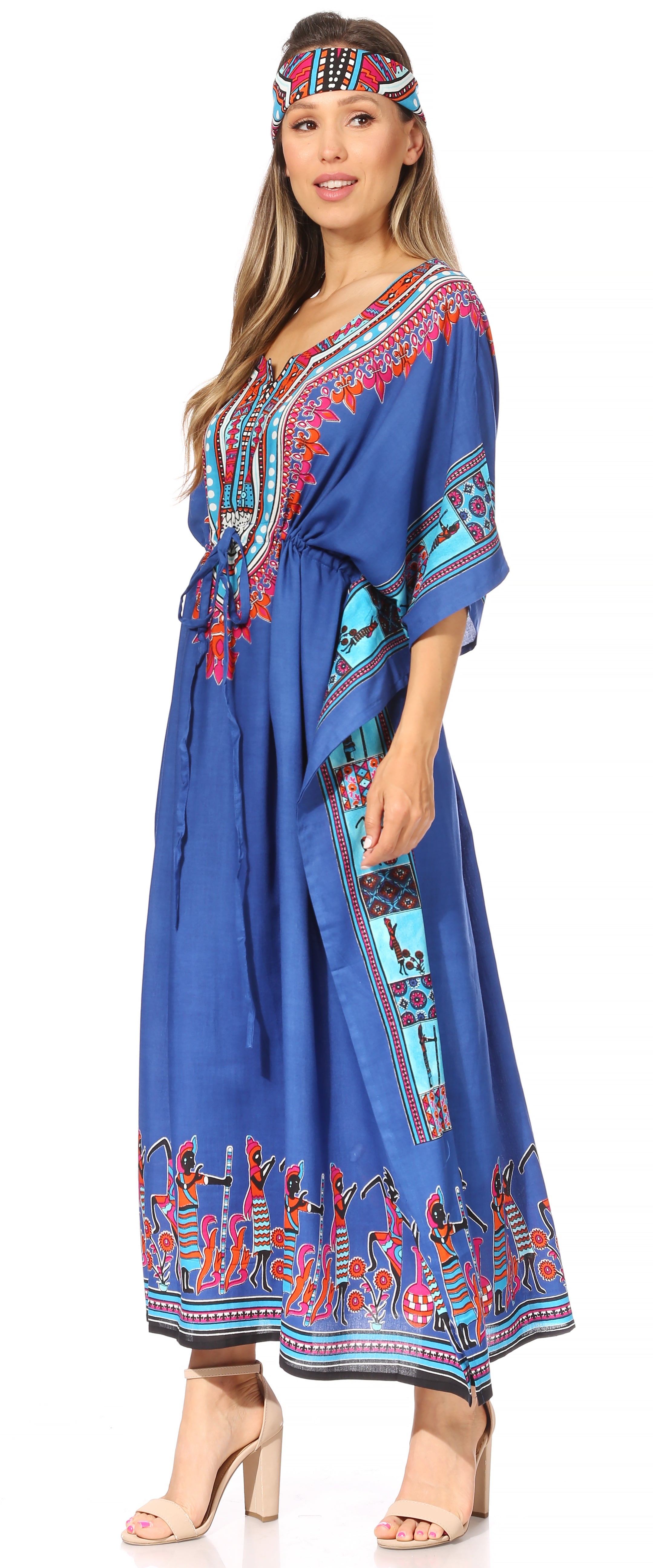 Sakkas Mera Women's Long Loose Short Sleeve Summer Casual Caftan Kaftan Dress - Buy One, Get One 50% Off