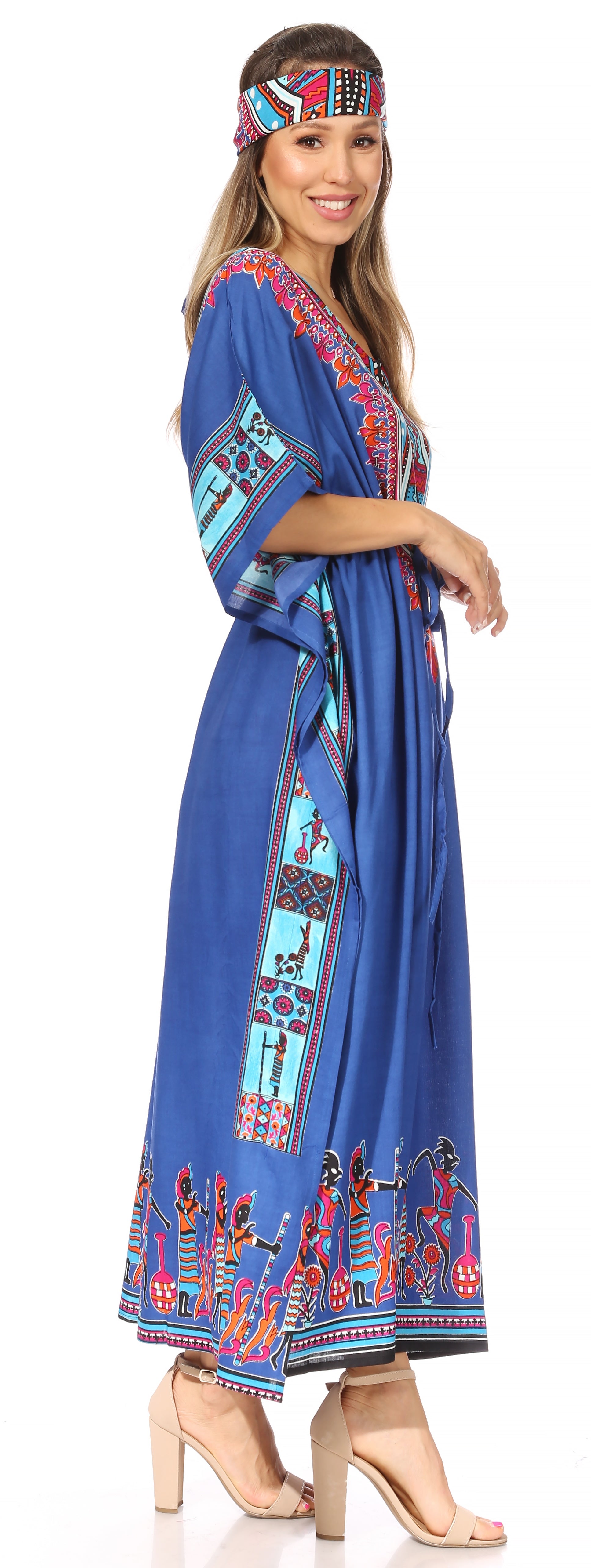 Sakkas Mera Women's Long Loose Short Sleeve Summer Casual Caftan Kaftan Dress - Buy One, Get One 50% Off