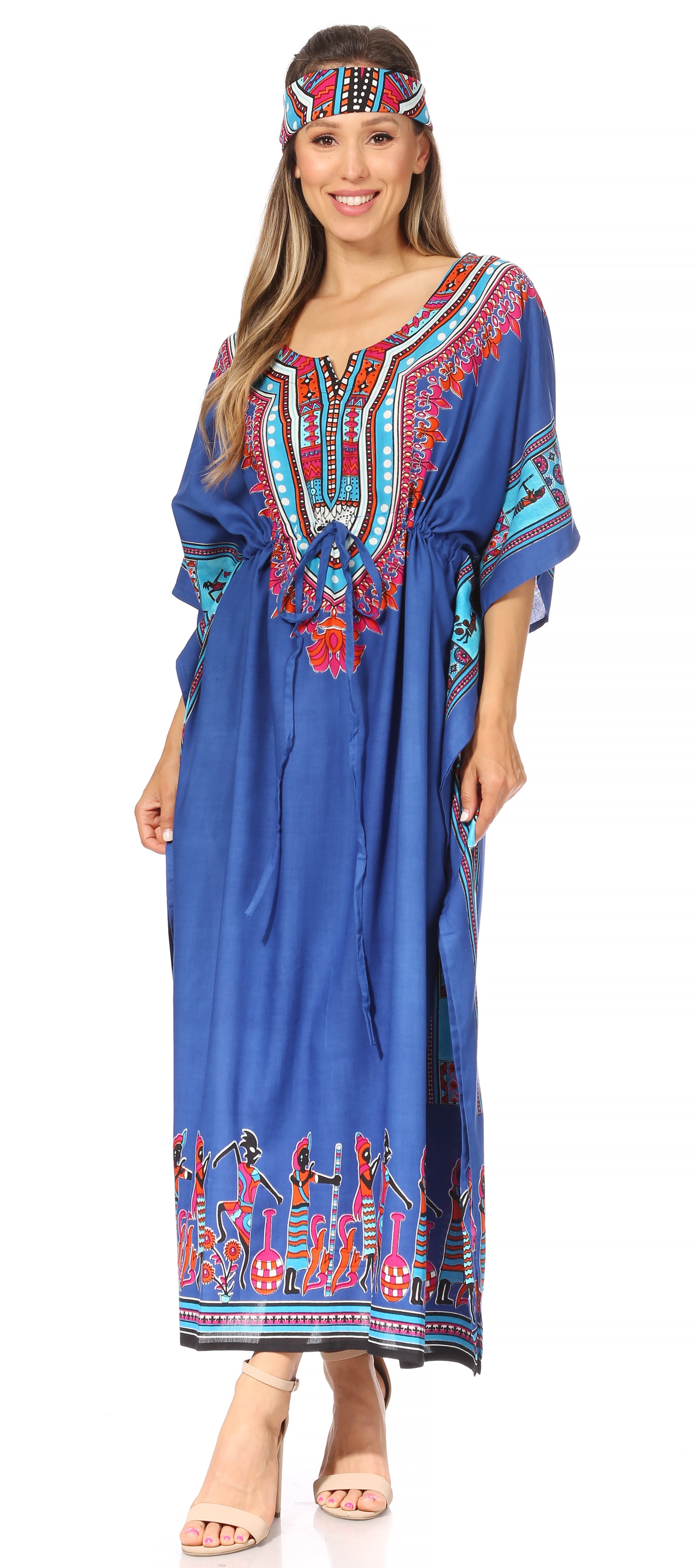 Sakkas Mera Women's Long Loose Short Sleeve Summer Casual Caftan Kaftan Dress - Buy One, Get One 50% Off