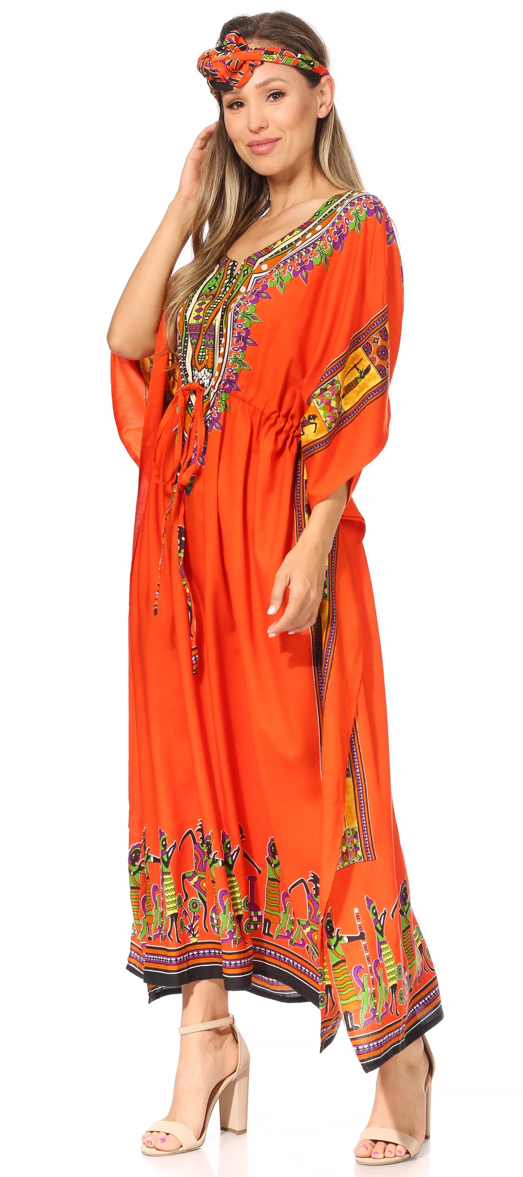 Sakkas Mera Women's Long Loose Short Sleeve Summer Casual Caftan Kaftan Dress - Buy One, Get One 50% Off
