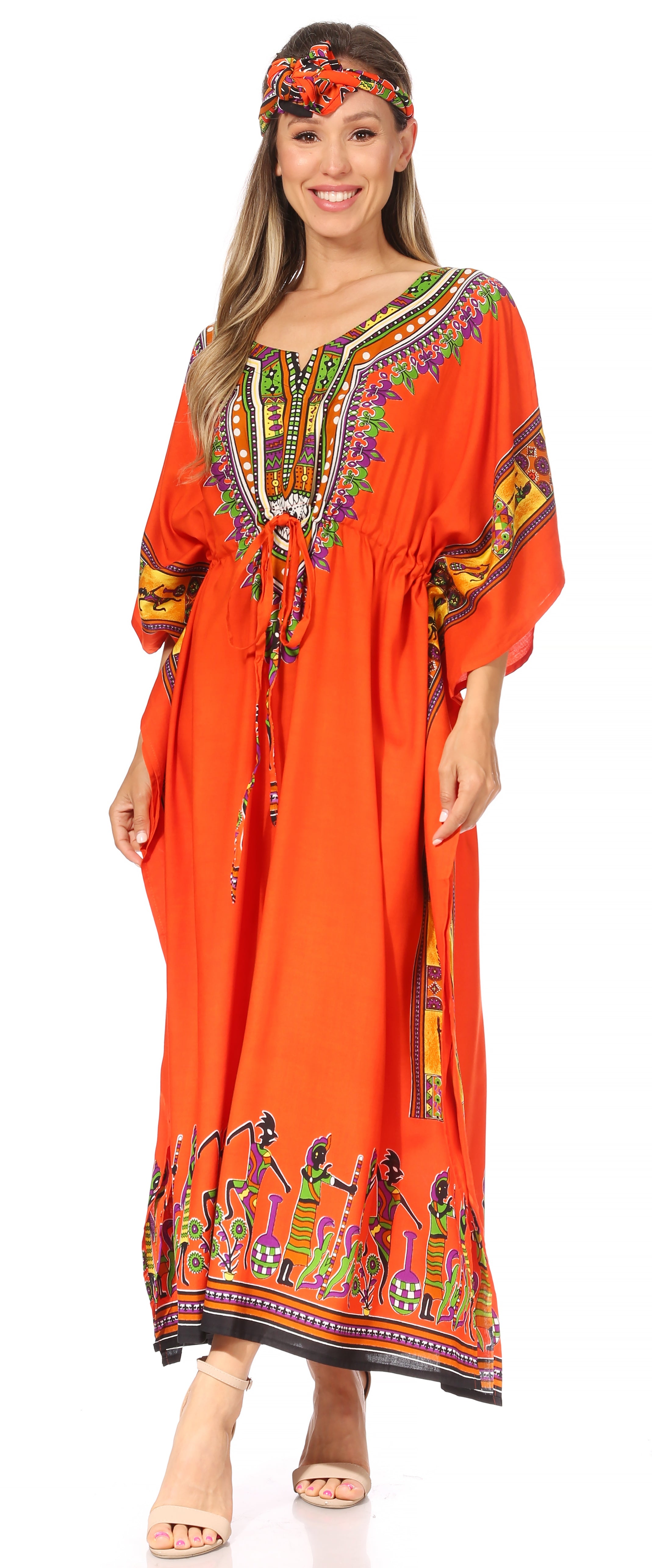 Sakkas Mera Women's Long Loose Short Sleeve Summer Casual Caftan Kaftan Dress - Buy One, Get One 50% Off
