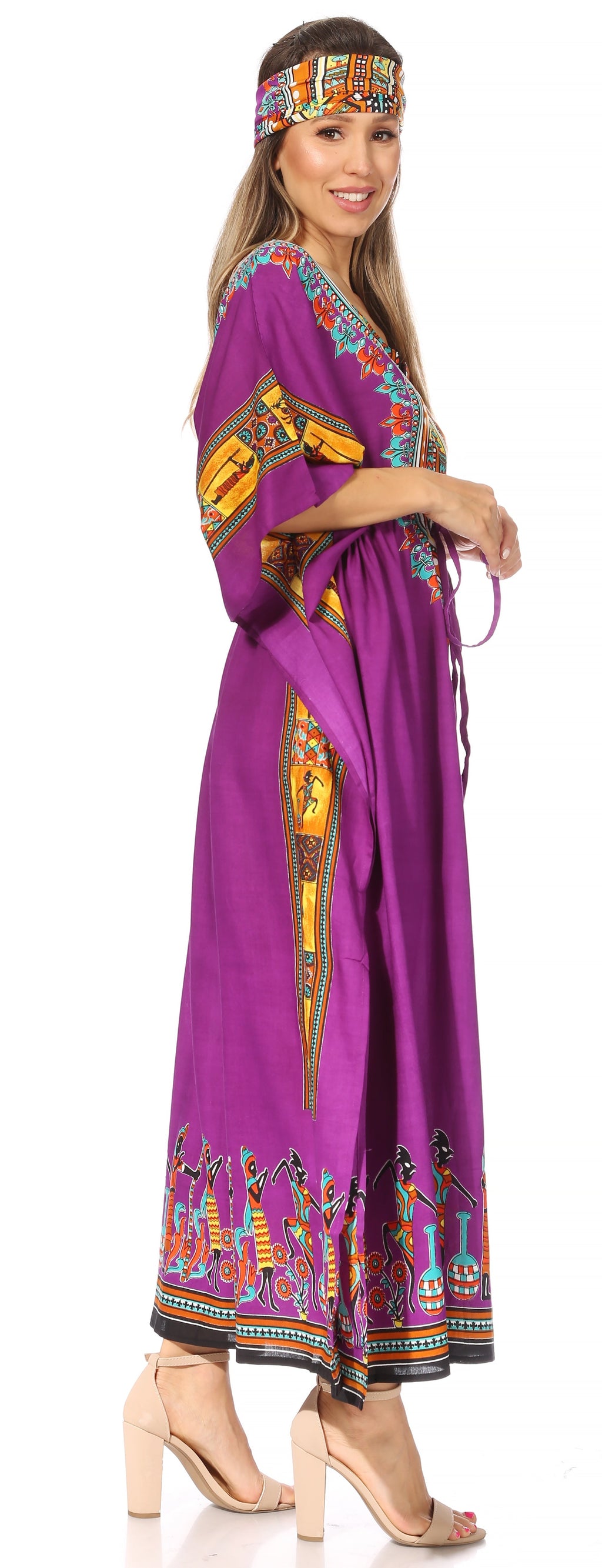 Sakkas Mera Women's Long Loose Short Sleeve Summer Casual Caftan Kaftan Dress - Buy One, Get One 50% Off