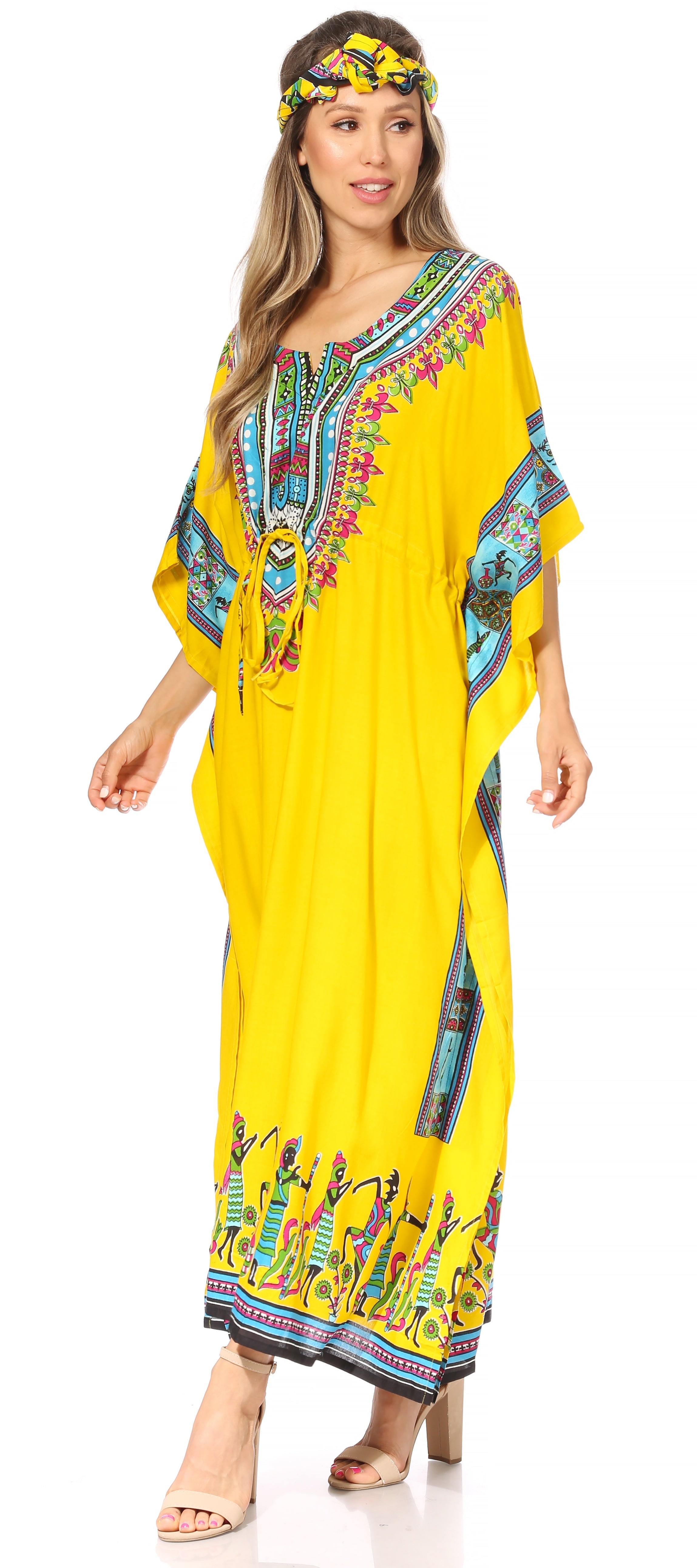 Sakkas Mera Women's Long Loose Short Sleeve Summer Casual Caftan Kaftan Dress - Buy One, Get One 50% Off