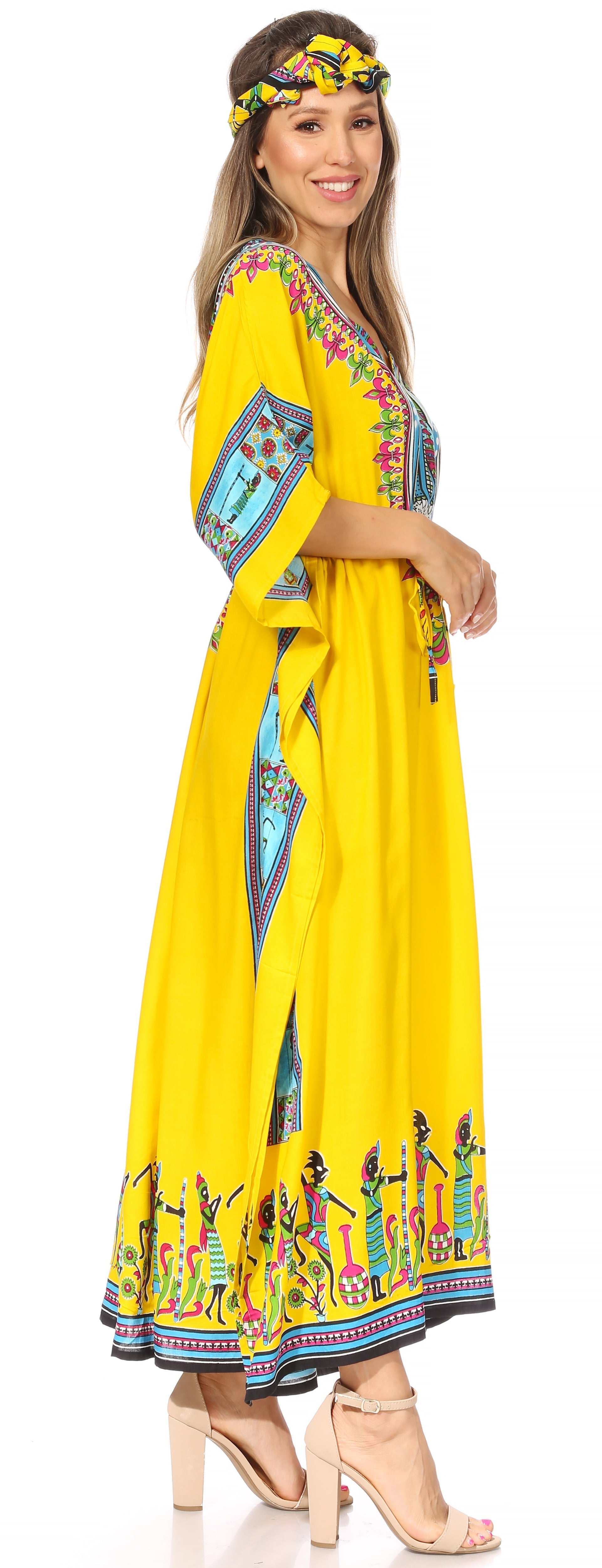 Sakkas Mera Women's Long Loose Short Sleeve Summer Casual Caftan Kaftan Dress - Buy One, Get One 50% Off