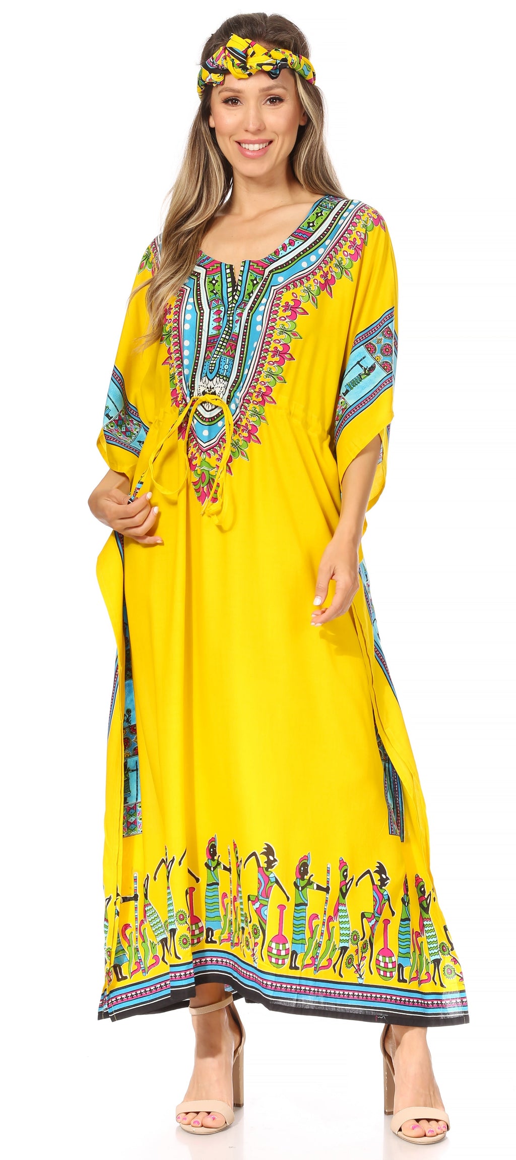 Sakkas Mera Women's Long Loose Short Sleeve Summer Casual Caftan Kaftan Dress - Buy One, Get One 50% Off