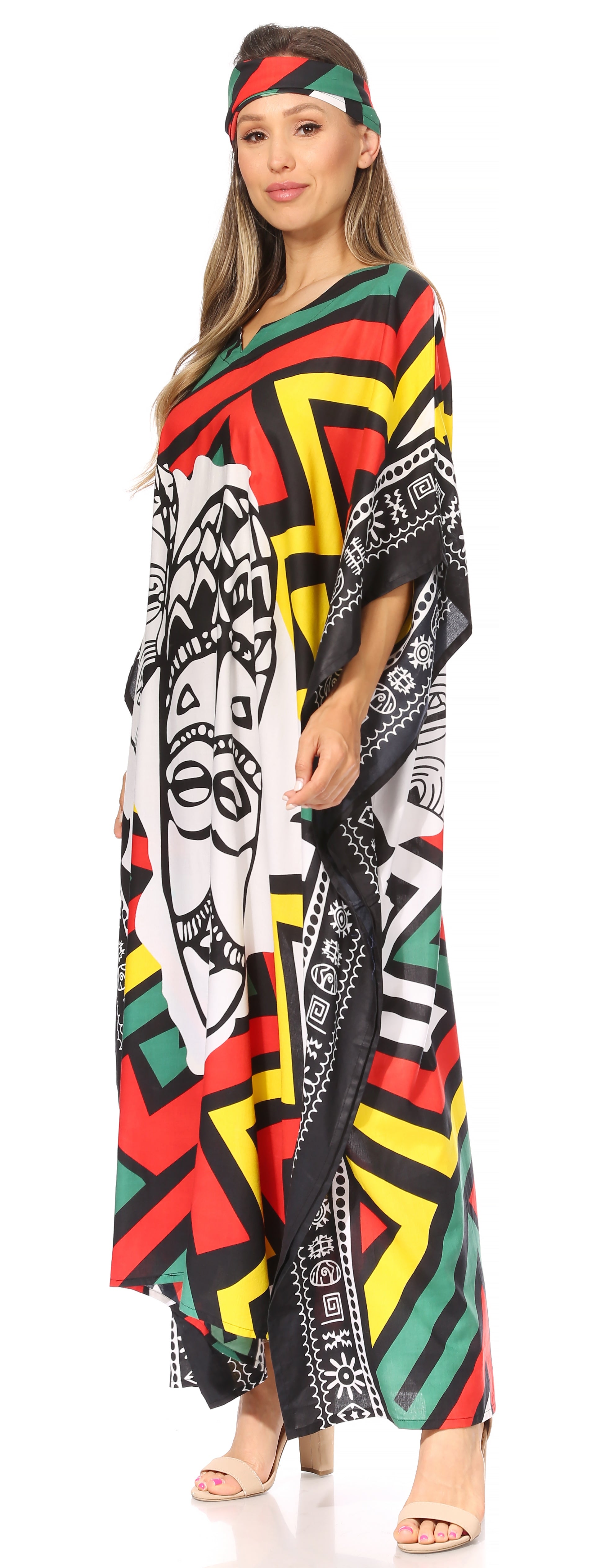 Sakkas Mera Women's Long Loose Short Sleeve Summer Casual Caftan Kaftan Dress - Buy One, Get One 50% Off