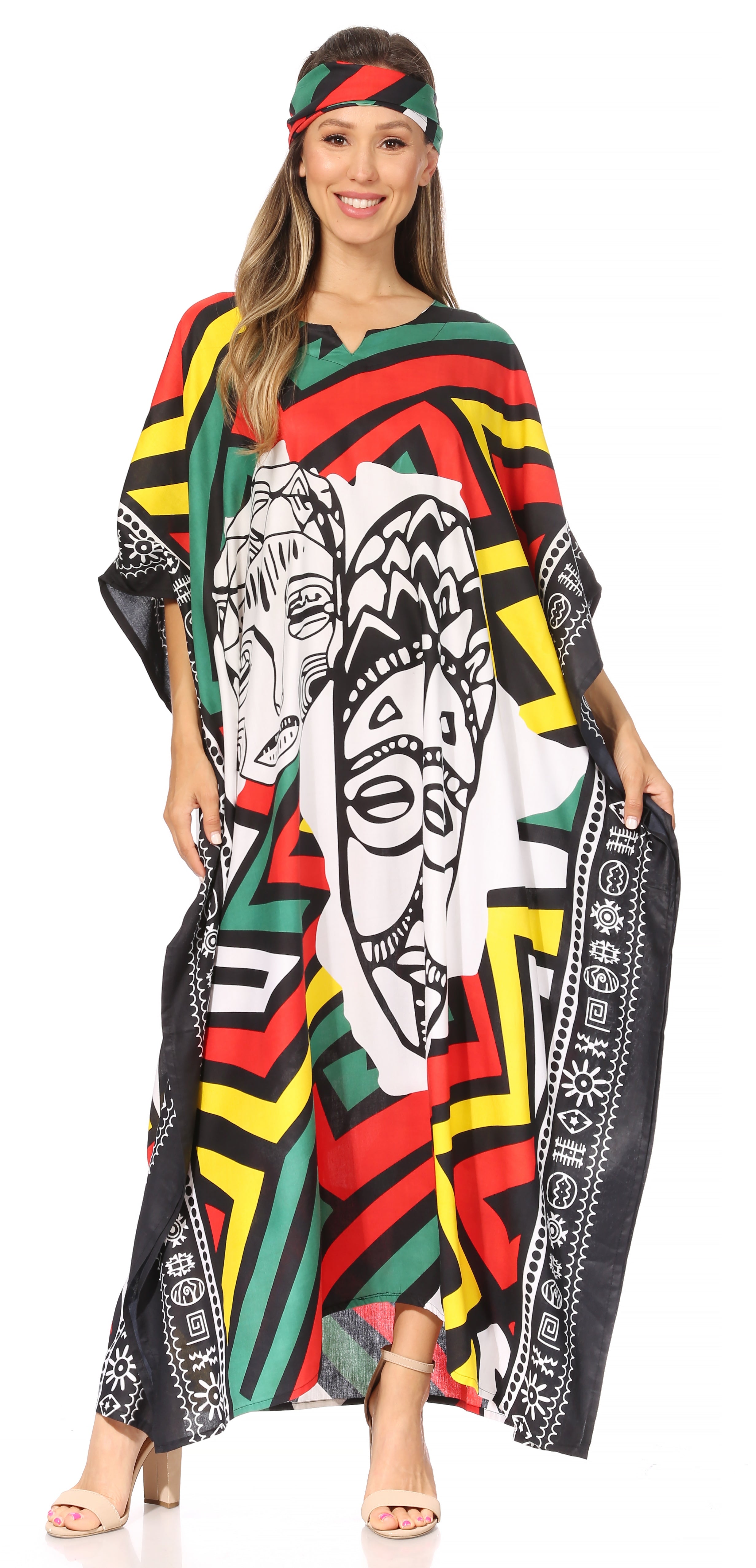 Sakkas Mera Women's Long Loose Short Sleeve Summer Casual Caftan Kaftan Dress - Buy One, Get One 50% Off