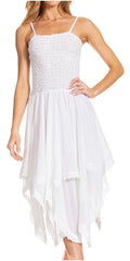 Sakkas Ella Smocked Bodice Spaghetti Strap Double Layered Dress