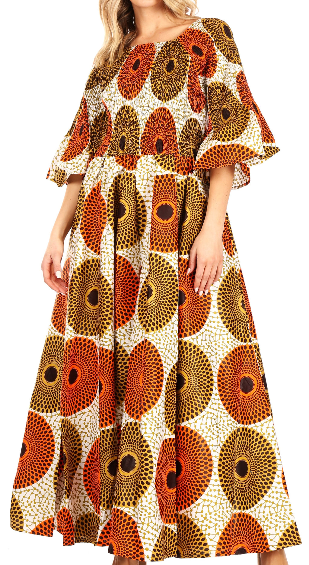 Sakkas Ina Women's African Ankara Print Wide Leg Jumpsuit Dress Of the Shoulder