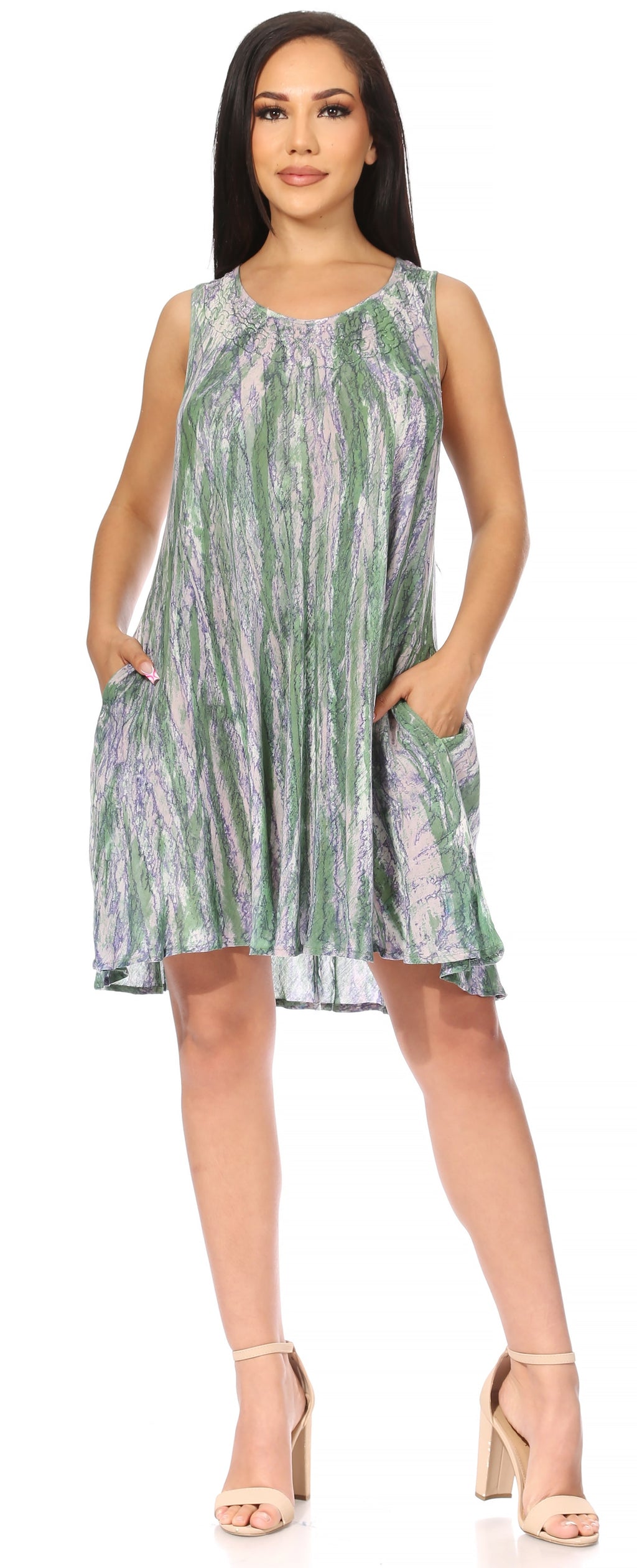 Sakkas Marta Women's Casual Summer Tie Dye Flowy Boho Maxi Sleeveless Dress Loose - Buy One Get One