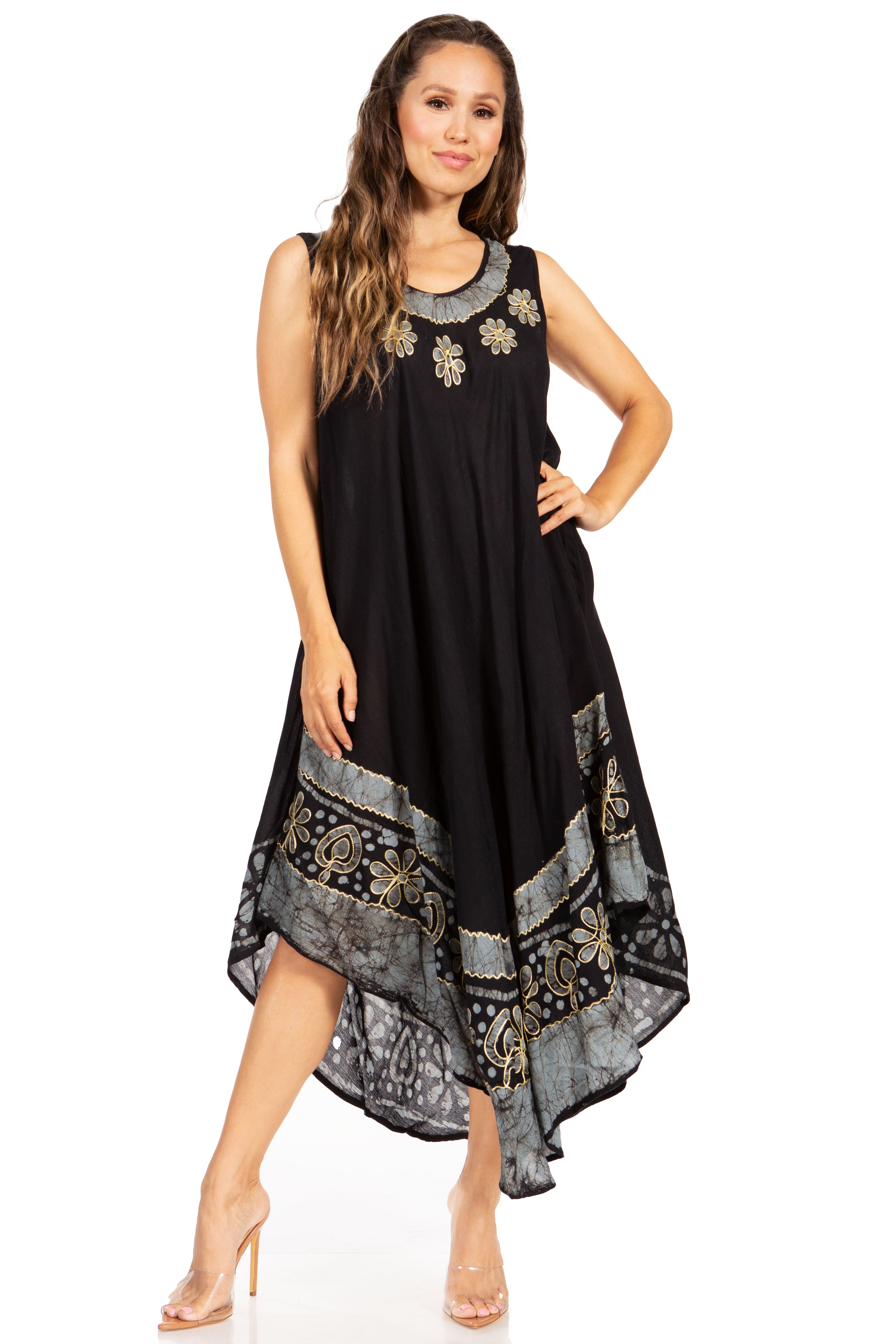 Sakkas Batik Flower Caftan Tank Dress / Cover Up