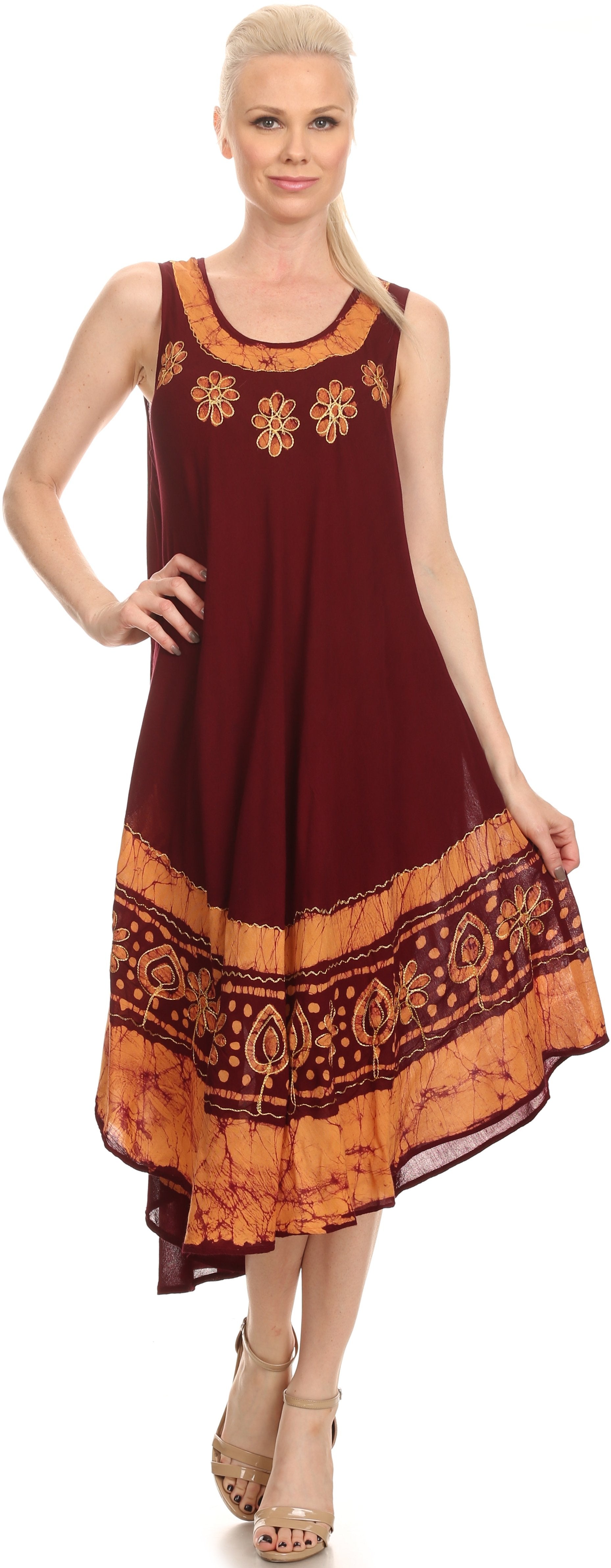 Sakkas Batik Flower Caftan Tank Dress / Cover Up