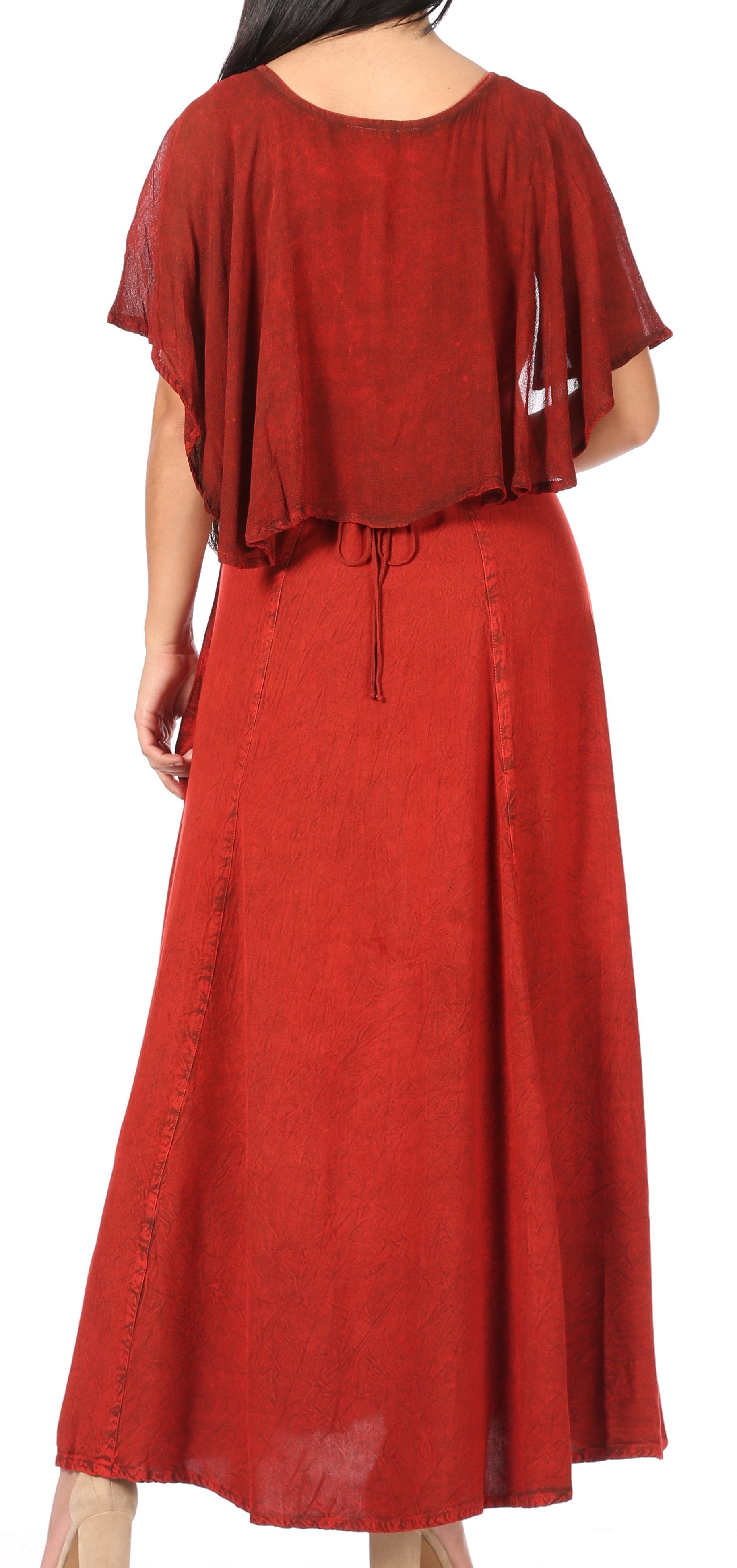 Sakkas Niam Women's Maxi Capelet Long Dress Celtic Medieval Renaissance Adjustable - Buy One Get One
