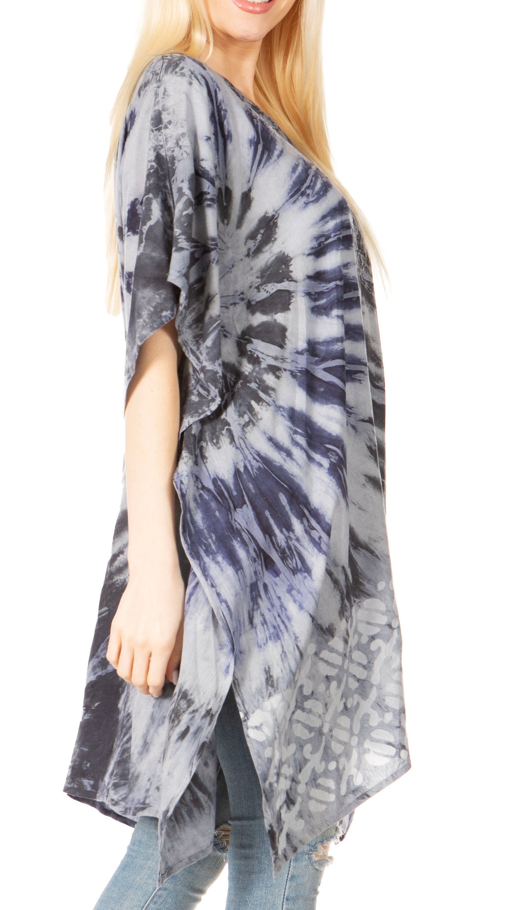 Sakkas Marcy Women's V-neck Caftan Top Tunic Dress - Perfect for Summer Boho Style & Swinging Coverup - Buy One, Get One 50% Off