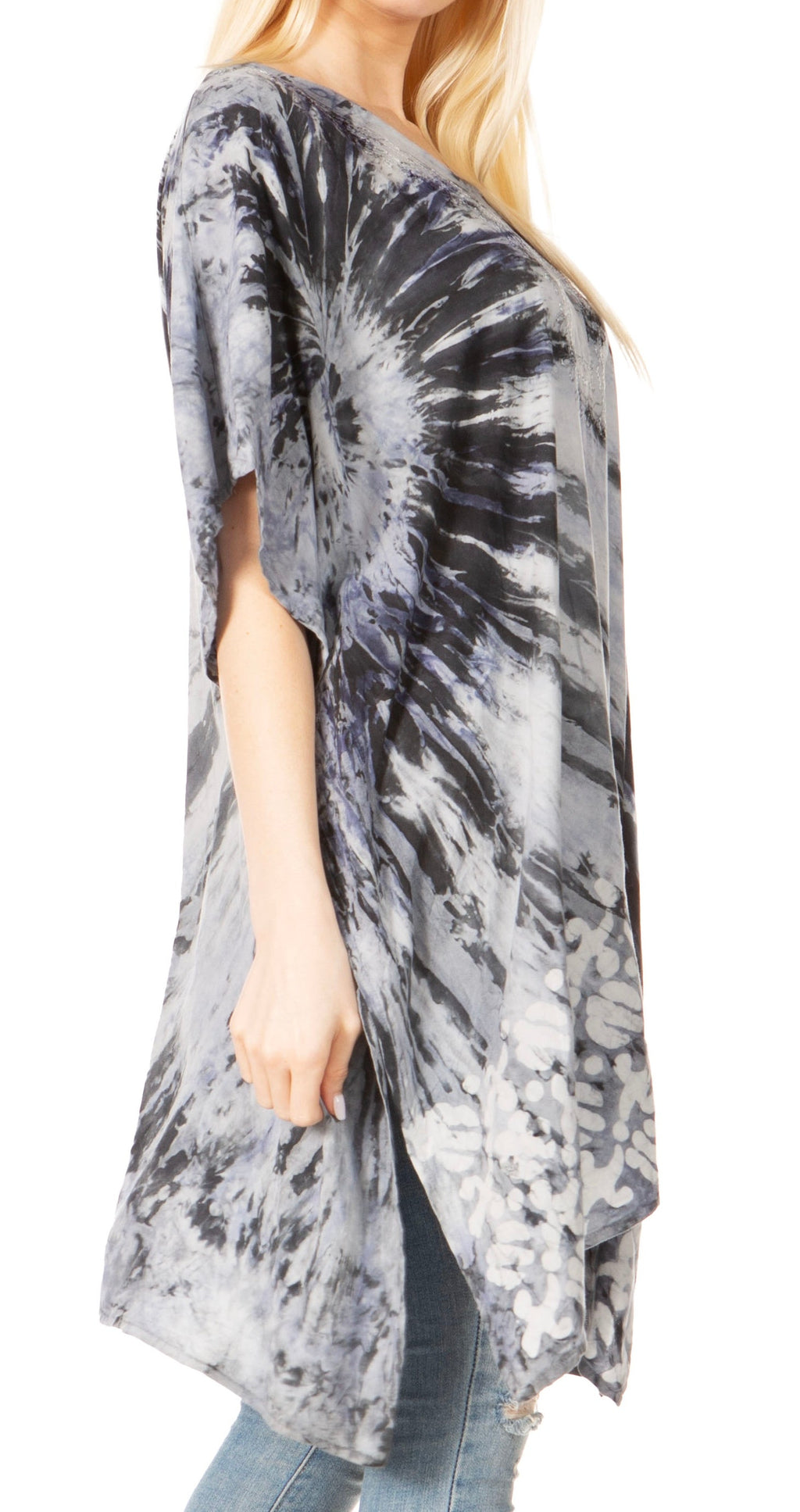 Sakkas Marcy Women's V-neck Caftan Top Tunic Dress - Perfect for Summer Boho Style & Swinging Coverup - Buy One, Get One 50% Off