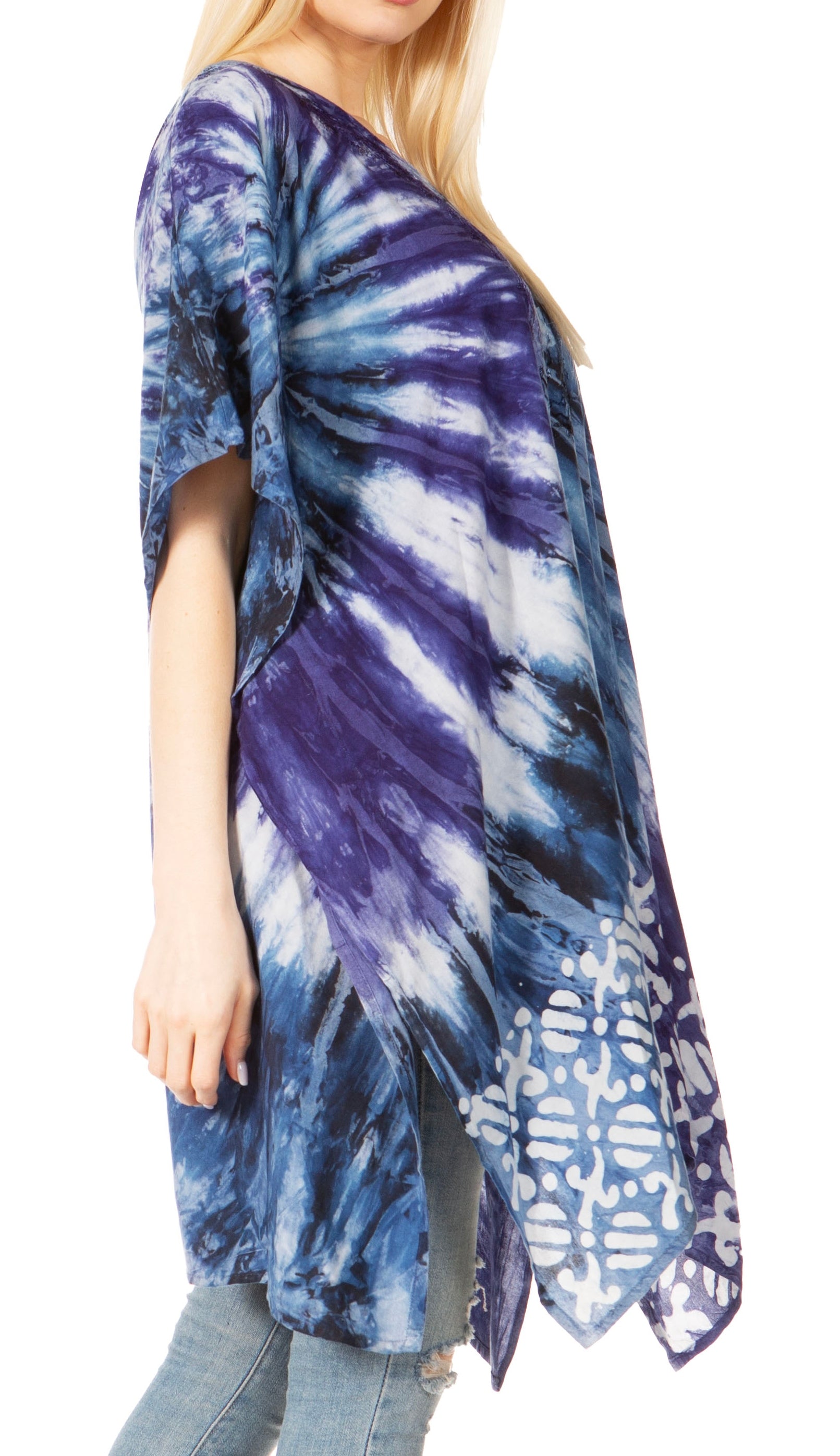 Sakkas Marcy Women's V-neck Caftan Top Tunic Dress - Perfect for Summer Boho Style & Swinging Coverup - Buy One, Get One 50% Off