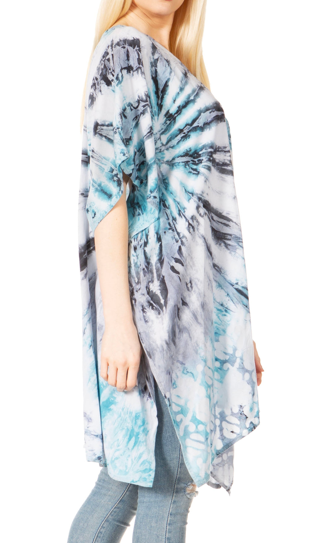 Sakkas Marcy Women's V-neck Caftan Top Tunic Dress - Perfect for Summer Boho Style & Swinging Coverup - Buy One, Get One 50% Off