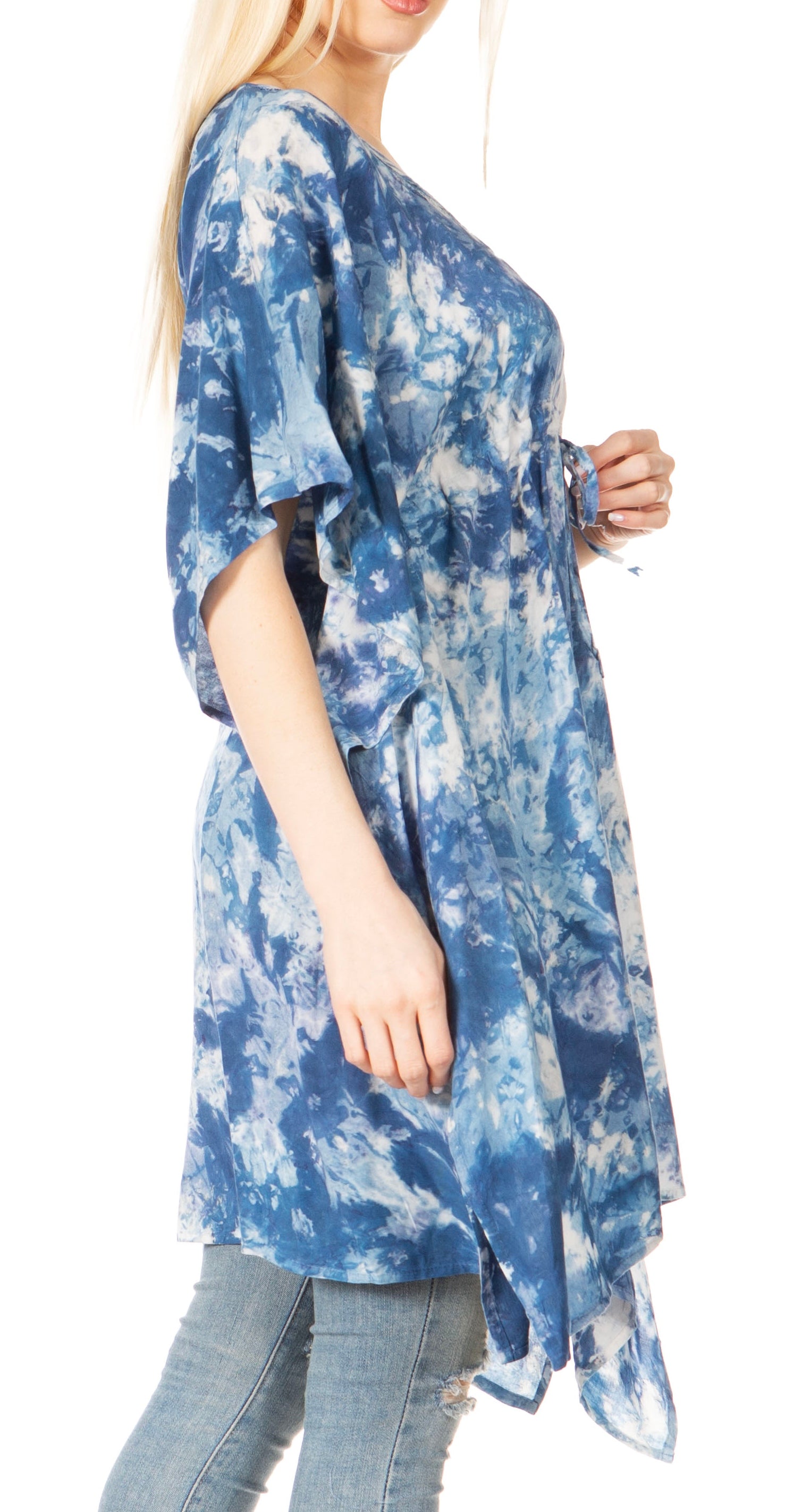 Sakkas Marcy Women's V-neck Caftan Top Tunic Dress - Perfect for Summer Boho Style & Swinging Coverup - Buy One, Get One 50% Off
