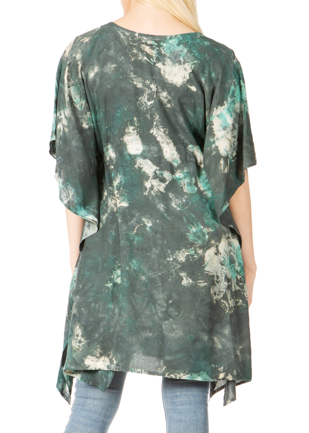 Sakkas Marcy Women's V-neck Caftan Top Tunic Dress - Perfect for Summer Boho Style & Swinging Coverup - Buy One, Get One 50% Off