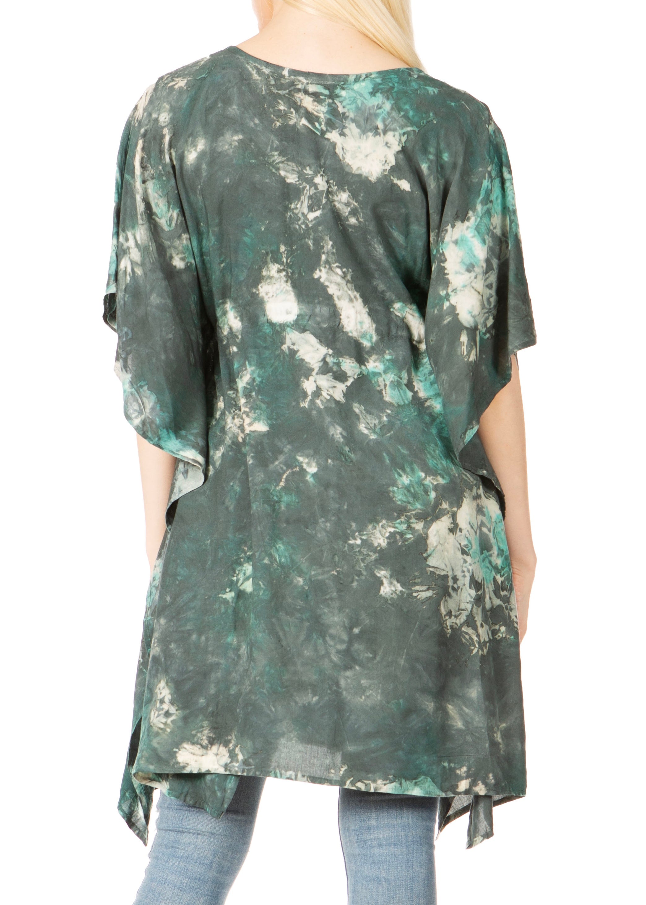 Sakkas Marcy Women's V-neck Caftan Top Tunic Dress - Perfect for Summer Boho Style & Swinging Coverup - Buy One, Get One 50% Off