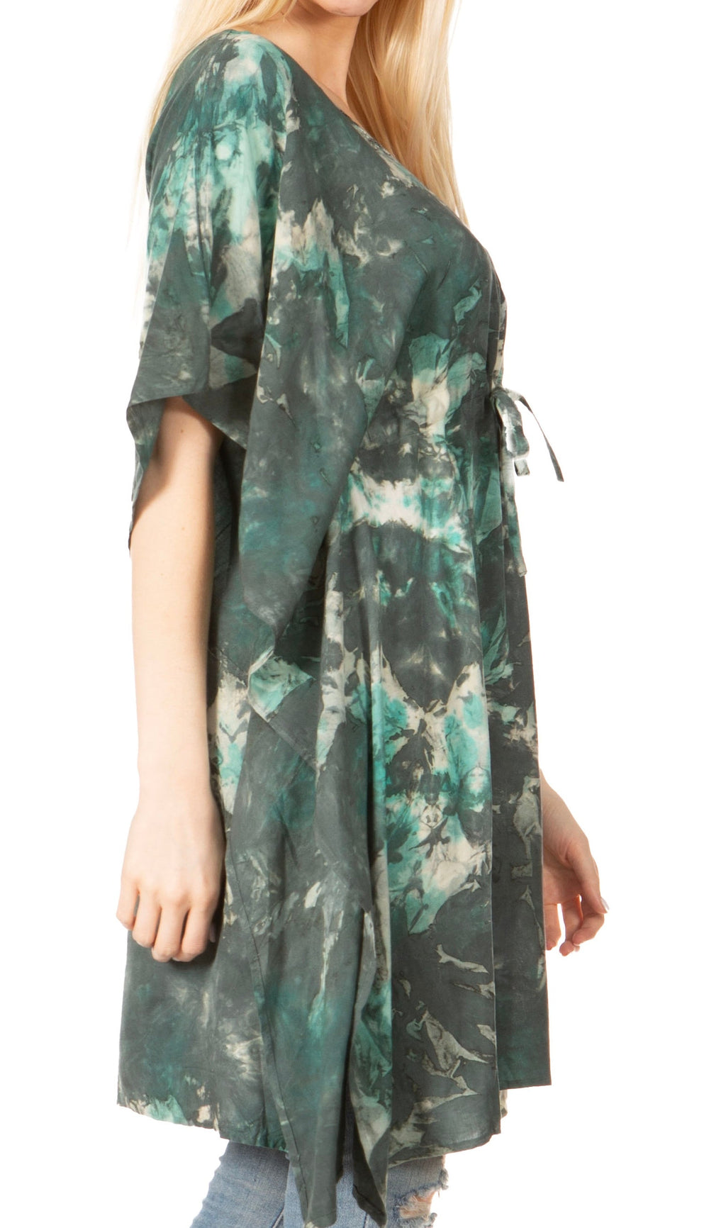 Sakkas Marcy Women's V-neck Caftan Top Tunic Dress - Perfect for Summer Boho Style & Swinging Coverup - Buy One, Get One 50% Off