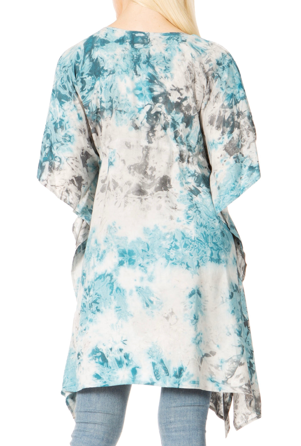 Sakkas Marcy Women's V-neck Caftan Top Tunic Dress - Perfect for Summer Boho Style & Swinging Coverup - Buy One, Get One 50% Off