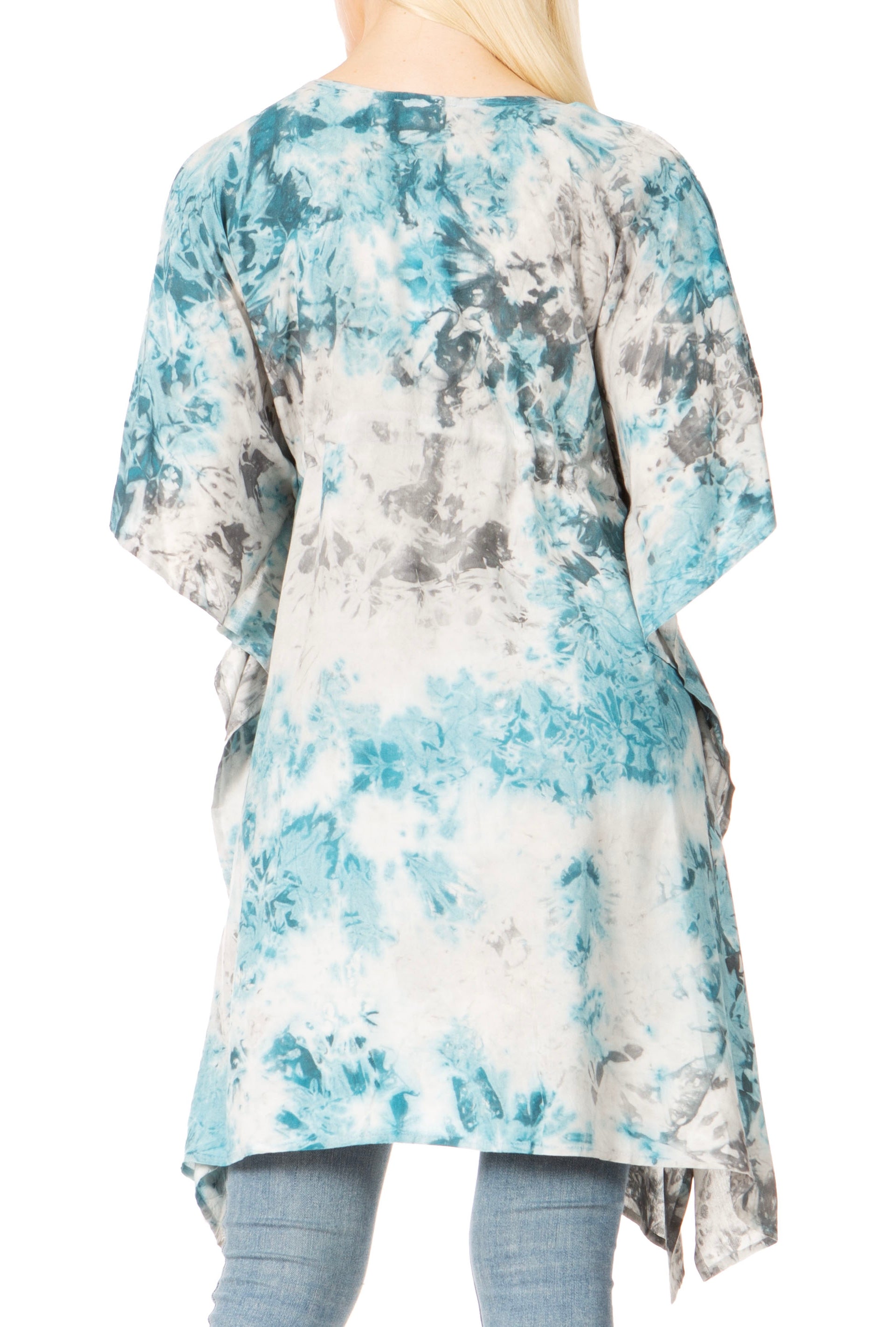 Sakkas Marcy Women's V-neck Caftan Top Tunic Dress - Perfect for Summer Boho Style & Swinging Coverup - Buy One, Get One 50% Off